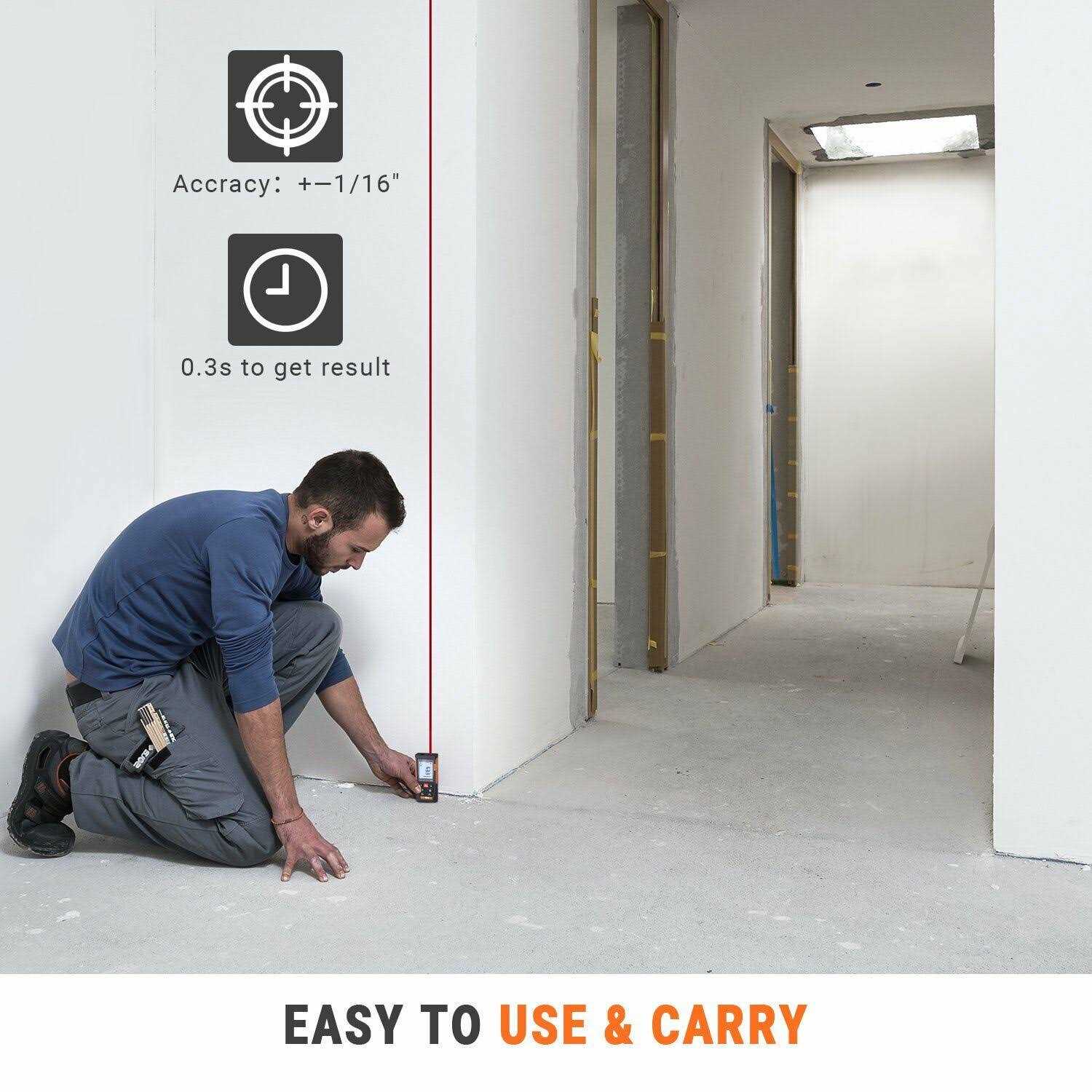 Tacklife Classic Laser Measure 196Ft M/In/Ft Mute Laser Distance Meter - Cheap Fitting