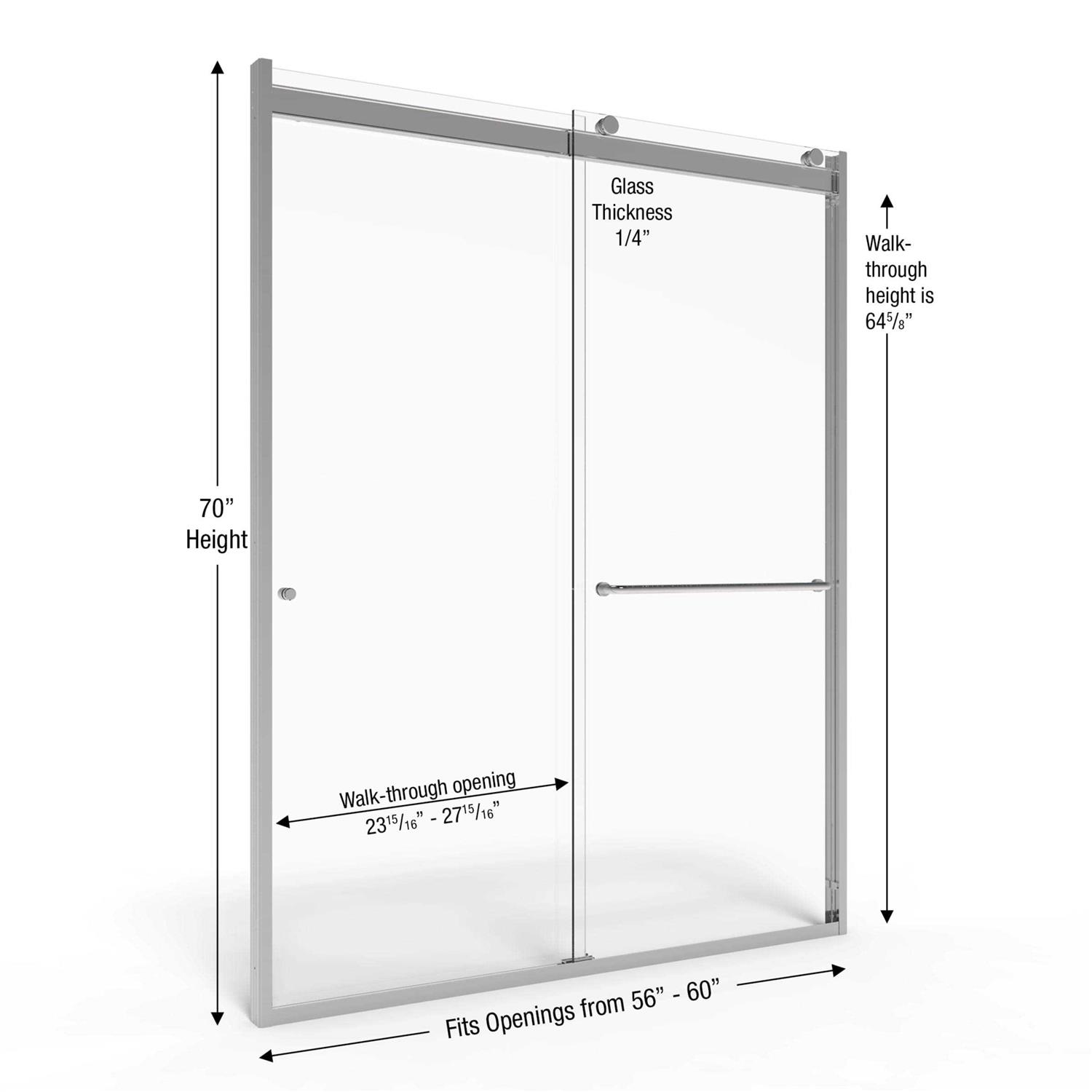 Miseno Msdrev6070cl Revolution 70 inch High x 56 inch-60 inch Wide Sliding Framed Shower Door - Cheap Fitting