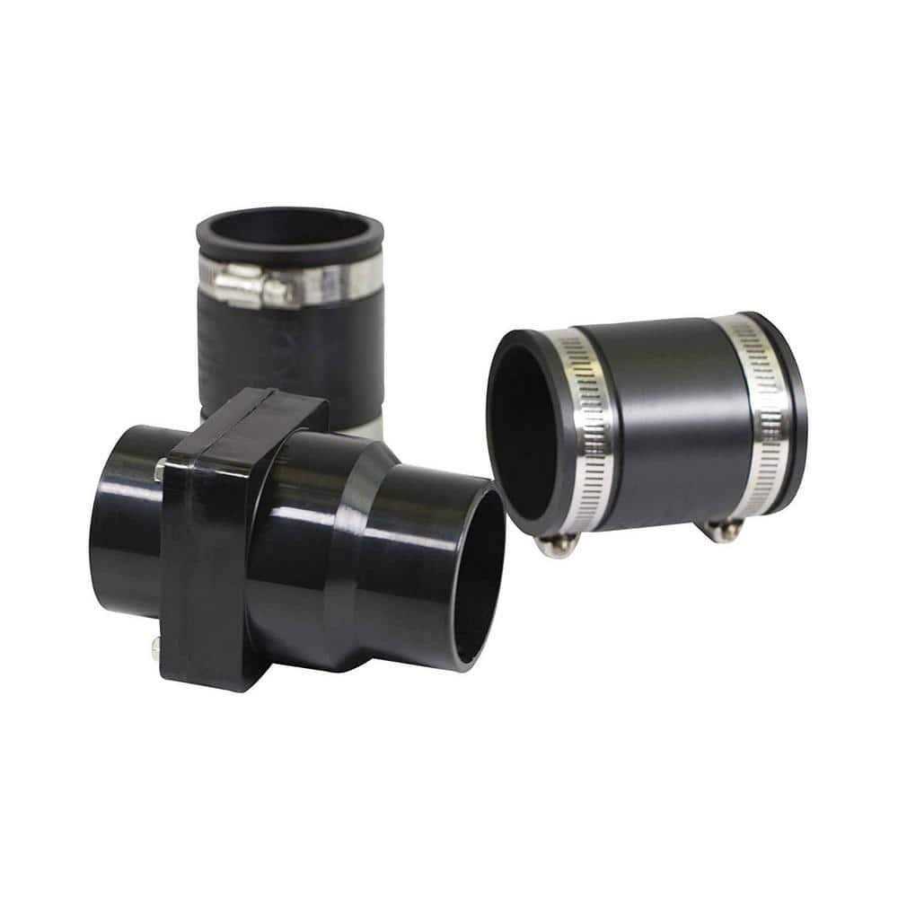 The Plumber’s Choice 2 in. x 2 in. Plastic Sump Pump Check Valve with PVC Adapters and Stainless Steel Clamps - Cheap Fitting