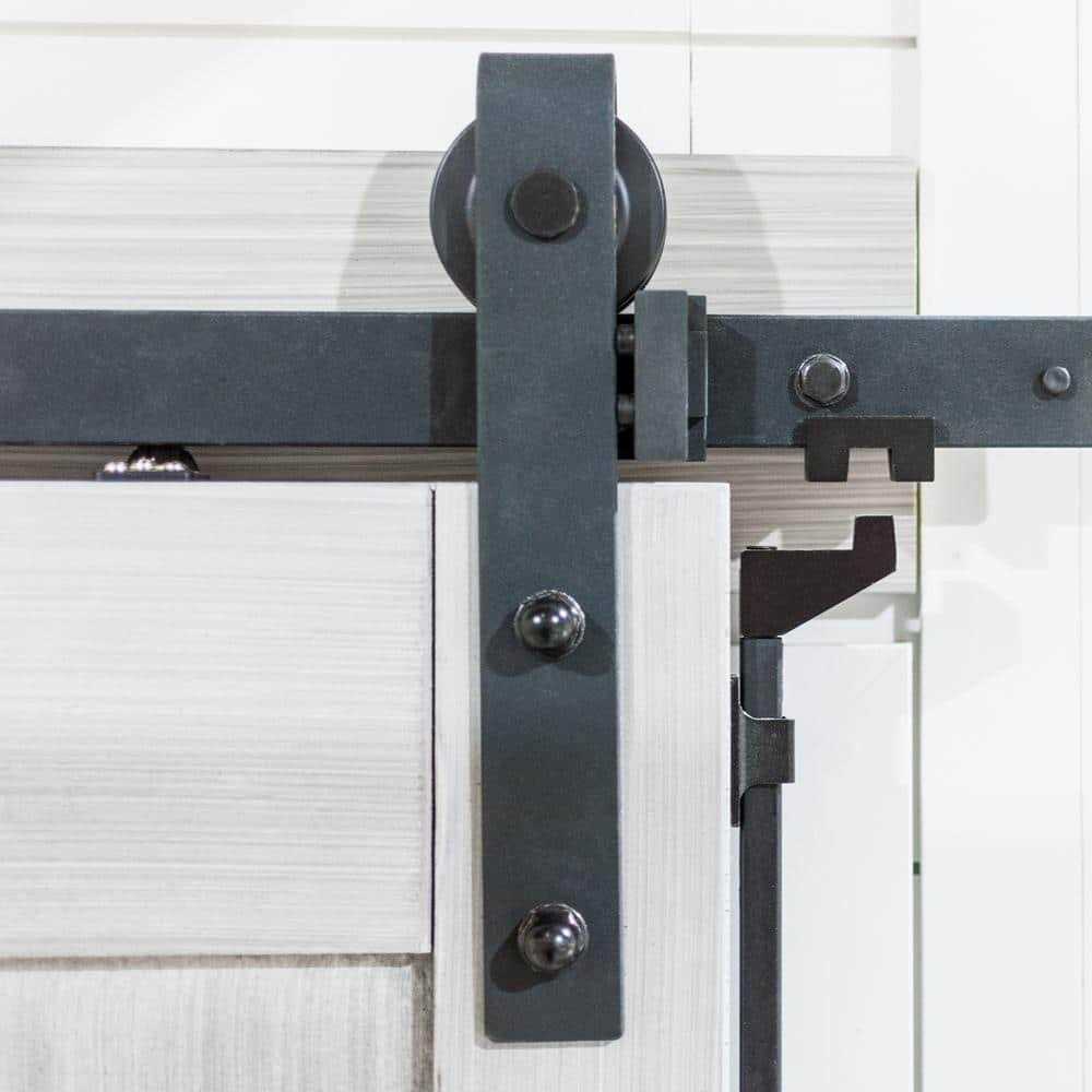 TRUporte 40 in. Matte Black Barn Door Easy Latch Hardware - Cheap Fitting