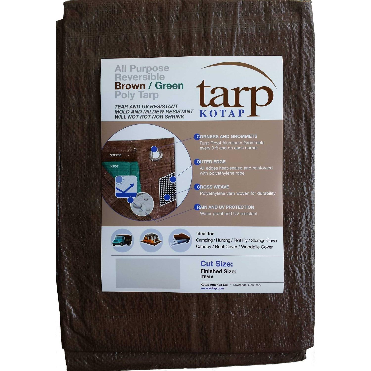 Kotap 16-ft x 20-ft Reversible Brown/Green Poly Tarp - Cheap Fitting