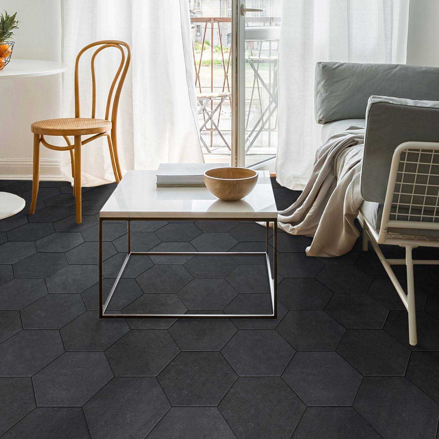 Ivy Hill Tile Sanskrit Black Hex 8.86 in. x 10.20 in. Matte Porcelain Floor and Wall Tile - Cheap Fitting