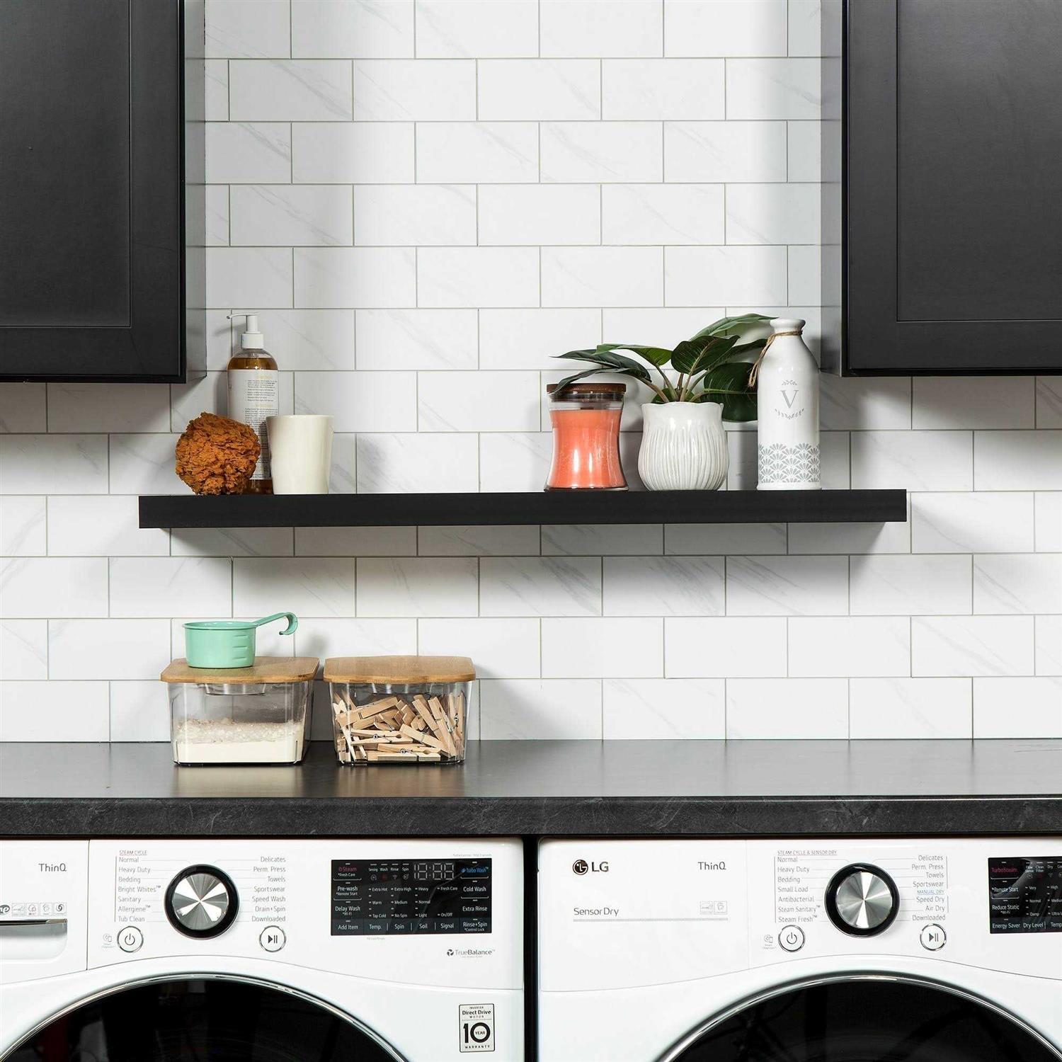 Aspect Collage Subway Carrara Marble 12.13 in. x 15.13 in. PVC Peel and Stick Tile AC010 - Cheap Fitting