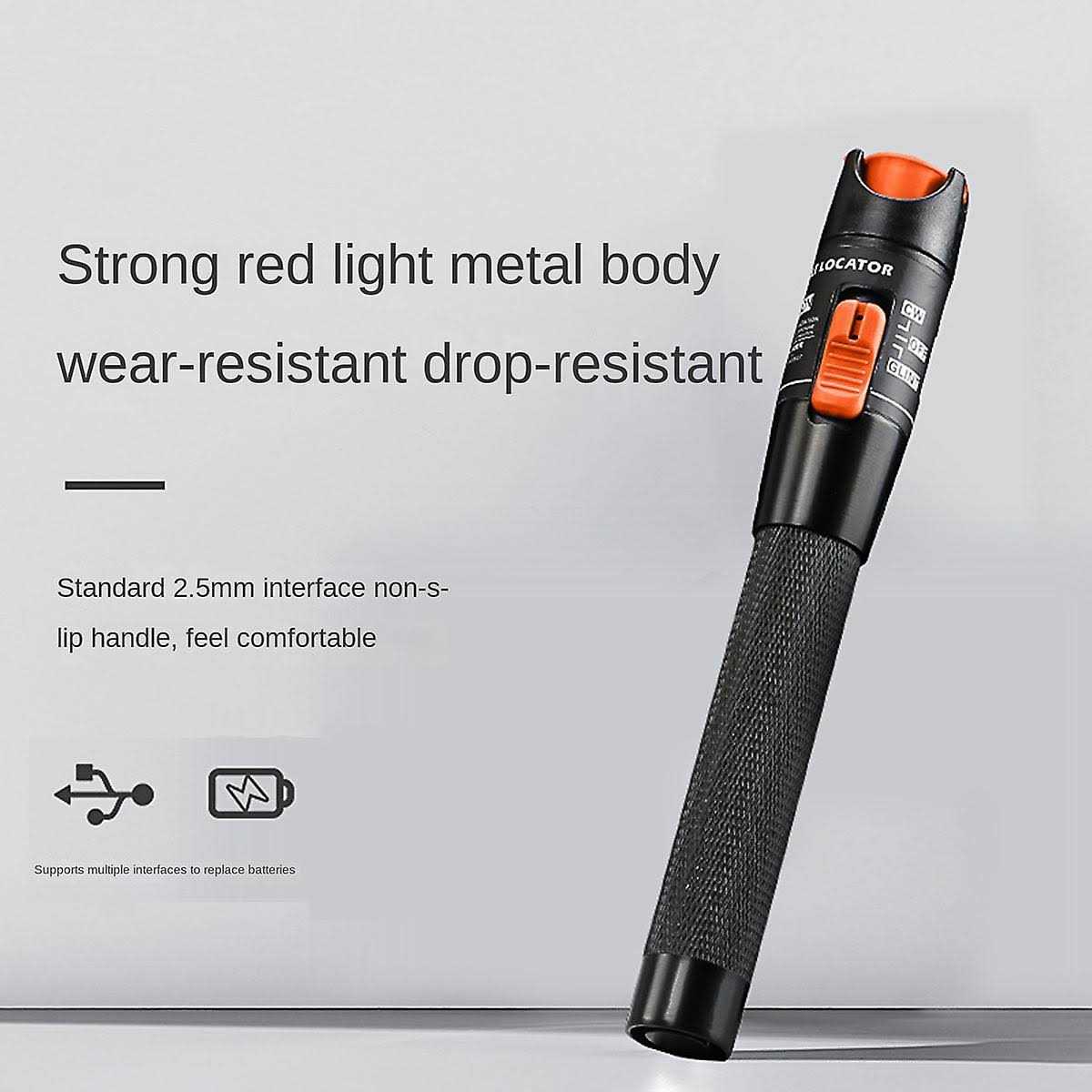 Fiber Visual Fault Locator 10mw, VFL Fiber Optic Cable Tester Red Light Pen Tester Adapt Lc/fc/sc/st Interface, Orange - Cheap Fitting