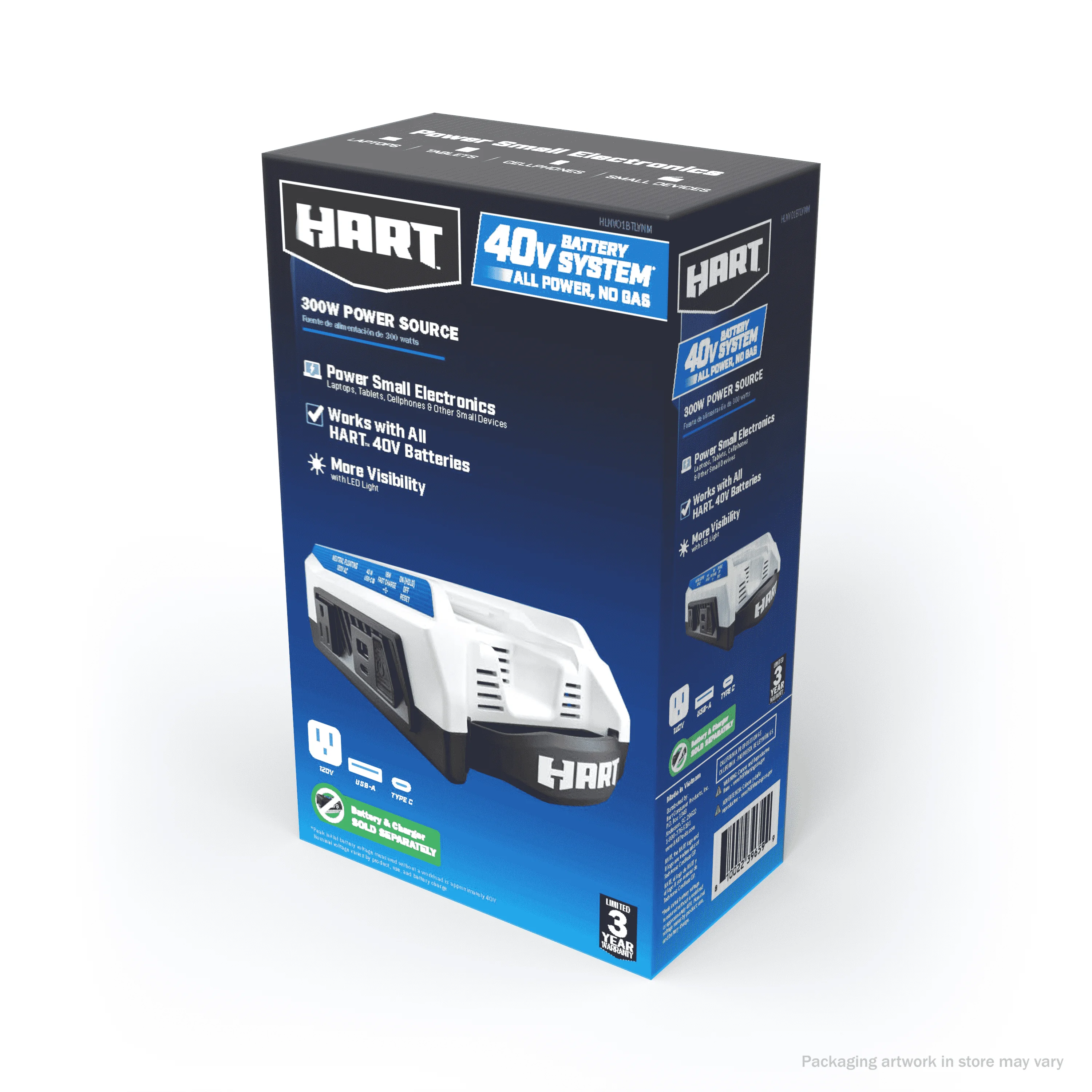 HART 40 Volt 300 Watt Battery Powered Power Source with LED Light and Carry Handle (Tool Only) - Cheap Fitting