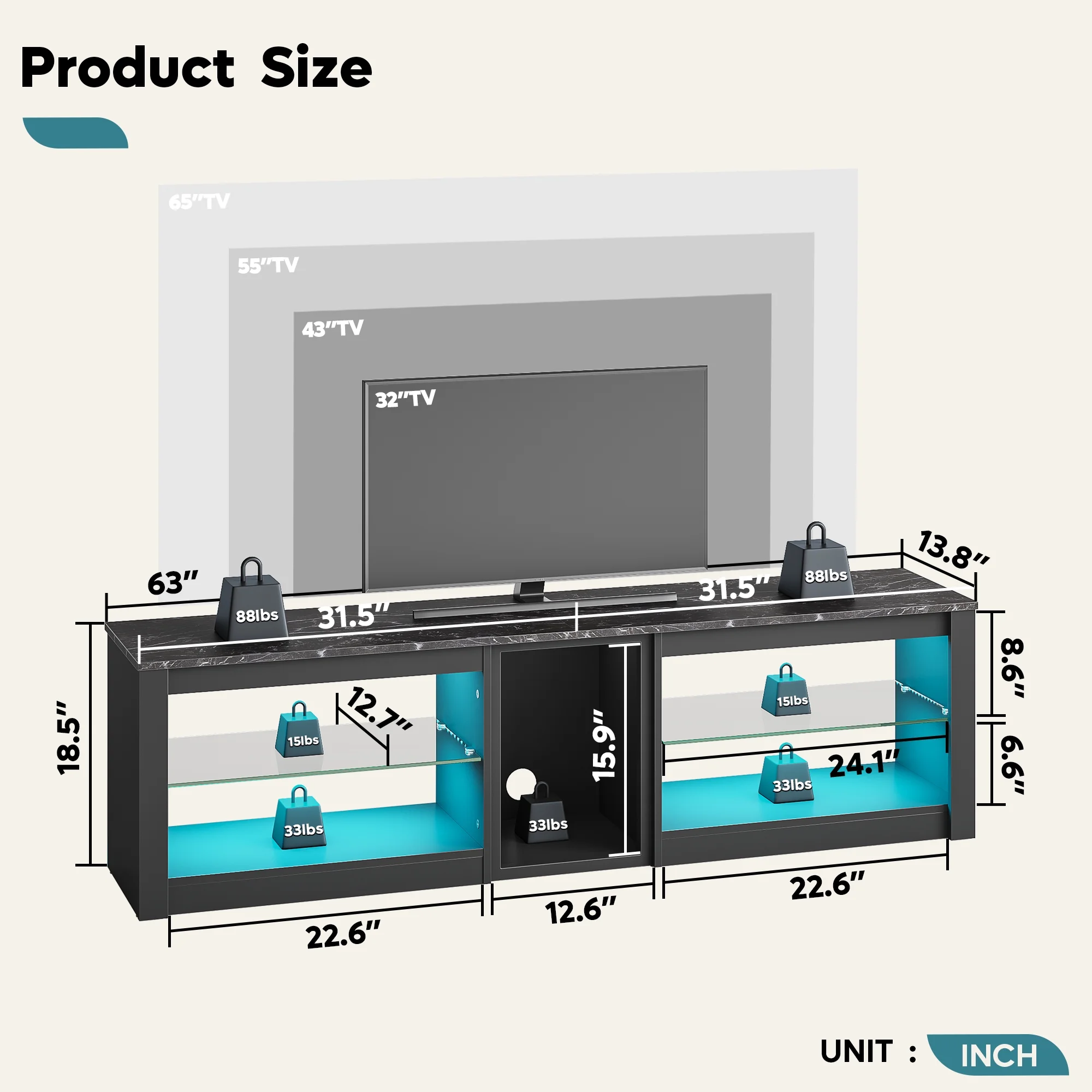 Bestier TV Stand for TVs up to 70