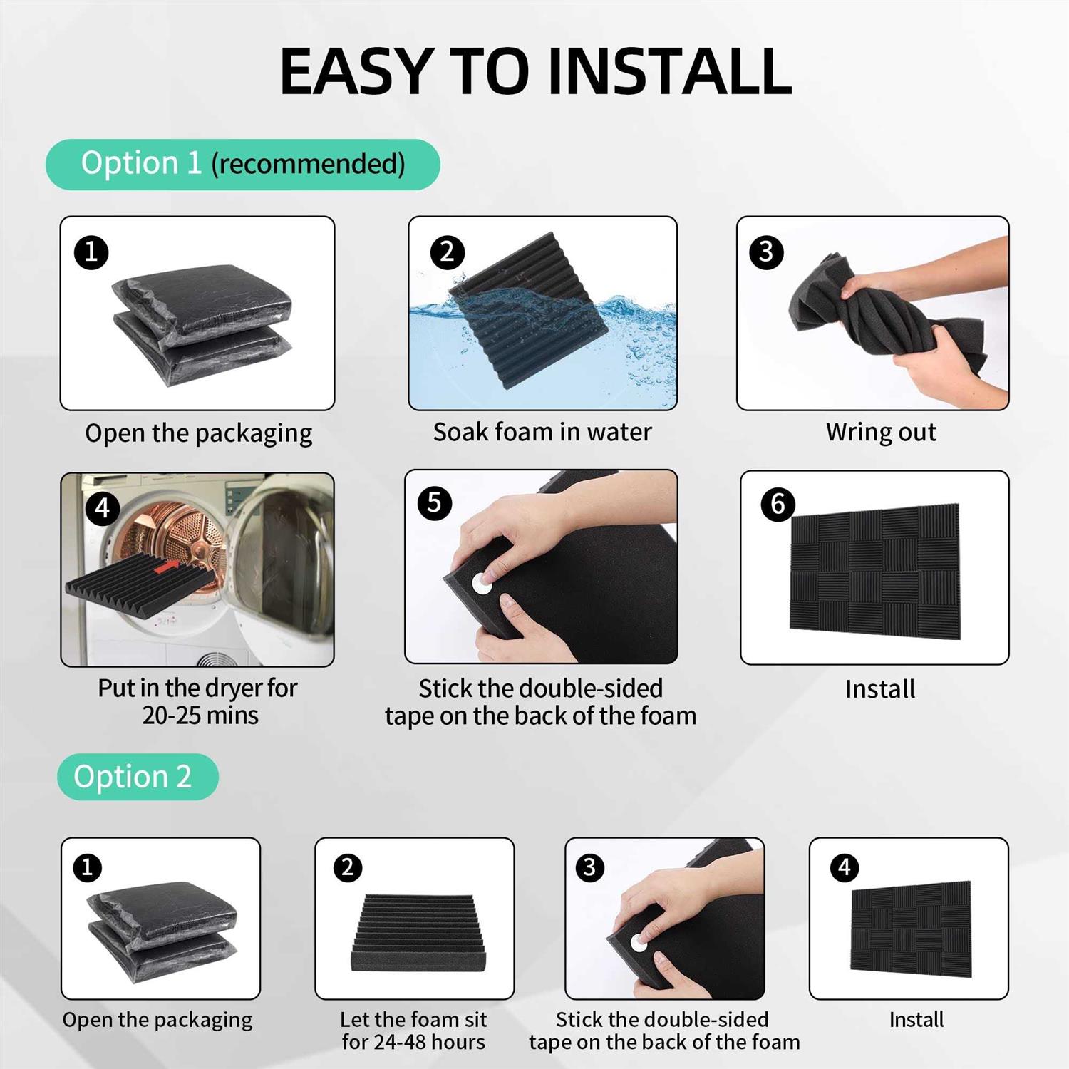 Acoustic Foam Panels Pack Of 24 Flame Retardant Sound Proof Foam Panels - Cheap Fitting