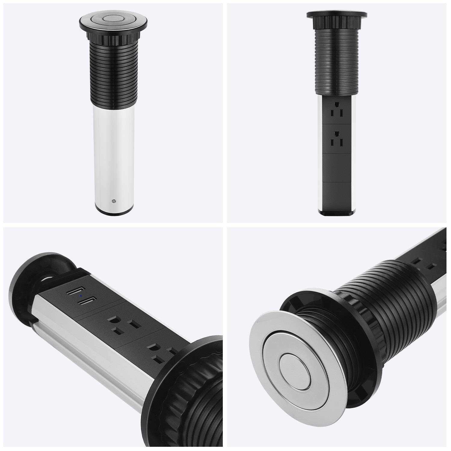 Jgstkcity Pop Up Outlet for Kitchen Countertop,2.5 Hole Size Grommet Power Pop Out Outlet with USB,Pulling Pop Up Socket for Home,Office Worktop - Cheap Fitting