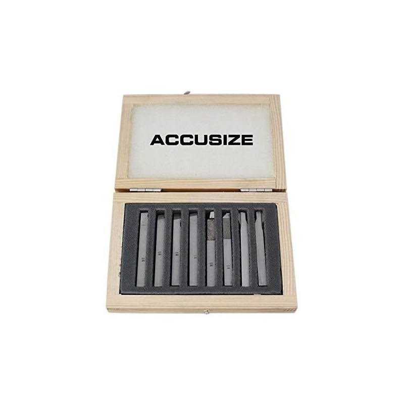 Accusize Industrial Tools 1/4” 8 Pc H.S.S. Tool Bit Set, Pre-Ground for Turning and Facing Work - Cheap Fitting