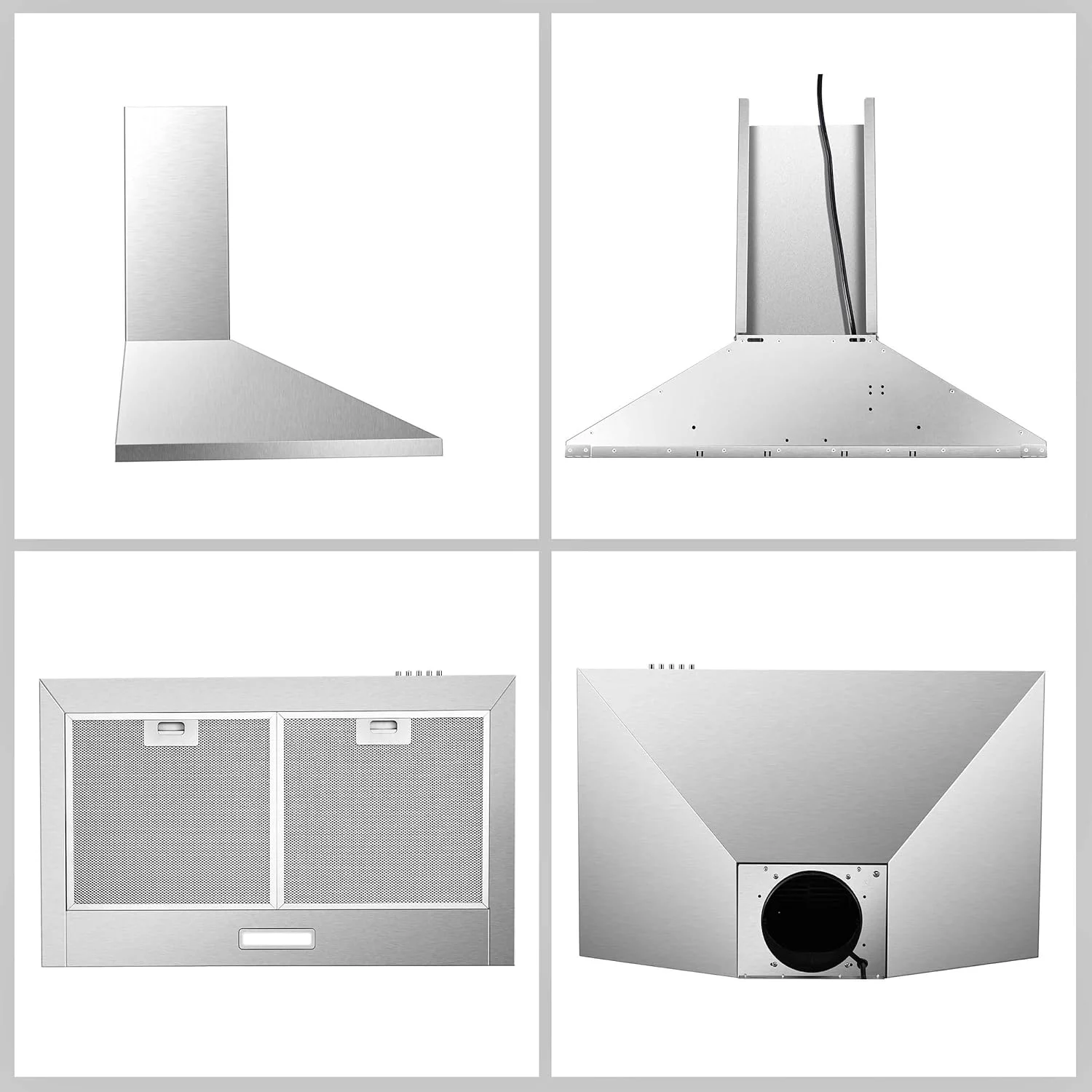 Range Hood 30 inch Wall Mounted Range Hood in Stainless Steel Convertible Stove Vent Hood 3 Speed - Cheap Fitting