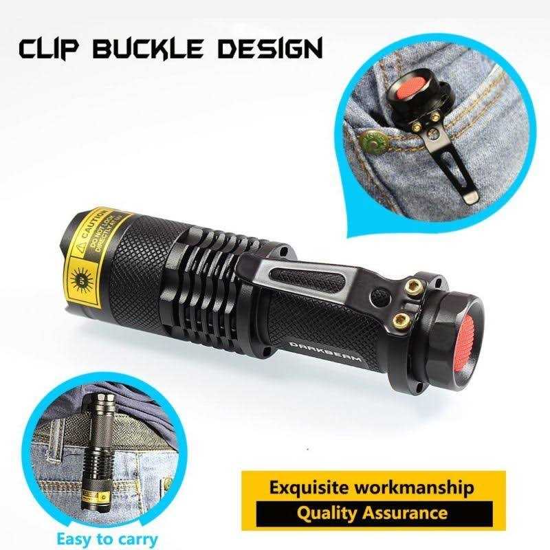 Darkbeam UV 365nm Light Wood’s lamp Blacklight Ultraviolet Flashlight LED Portable Mini Handheld Torch Detector for Dog Urine Pet Stains 370nm Anti - Cheap Fitting