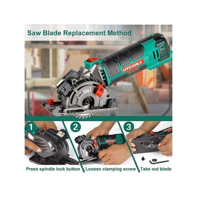 Mini Circular Saw HYCHIKA Compact Circular Saw Tile Saw with 3 Saw Blades 4A Pure Copper Motor - Cheap Fitting