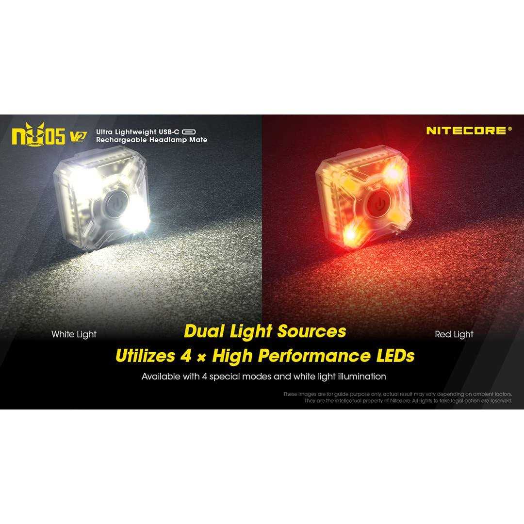Nitecore NU05 v2 Rechargeable Red White Safety and Signal Light 6952506407309 - Cheap Fitting