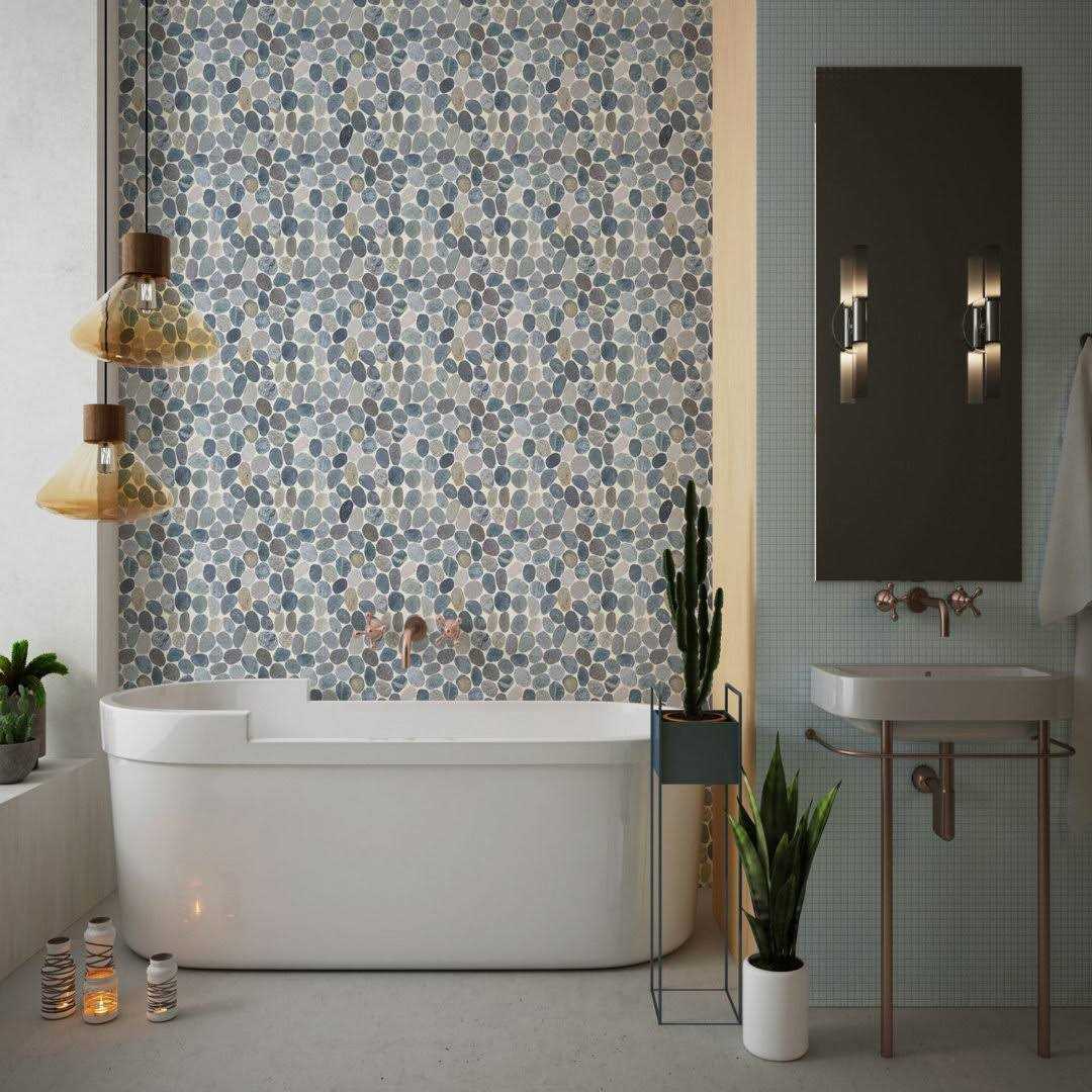 Hawaii 12 x 12 Natural Stone Pebbles Mosaic Wall & Floor Tile b.o.i - Cheap Fitting