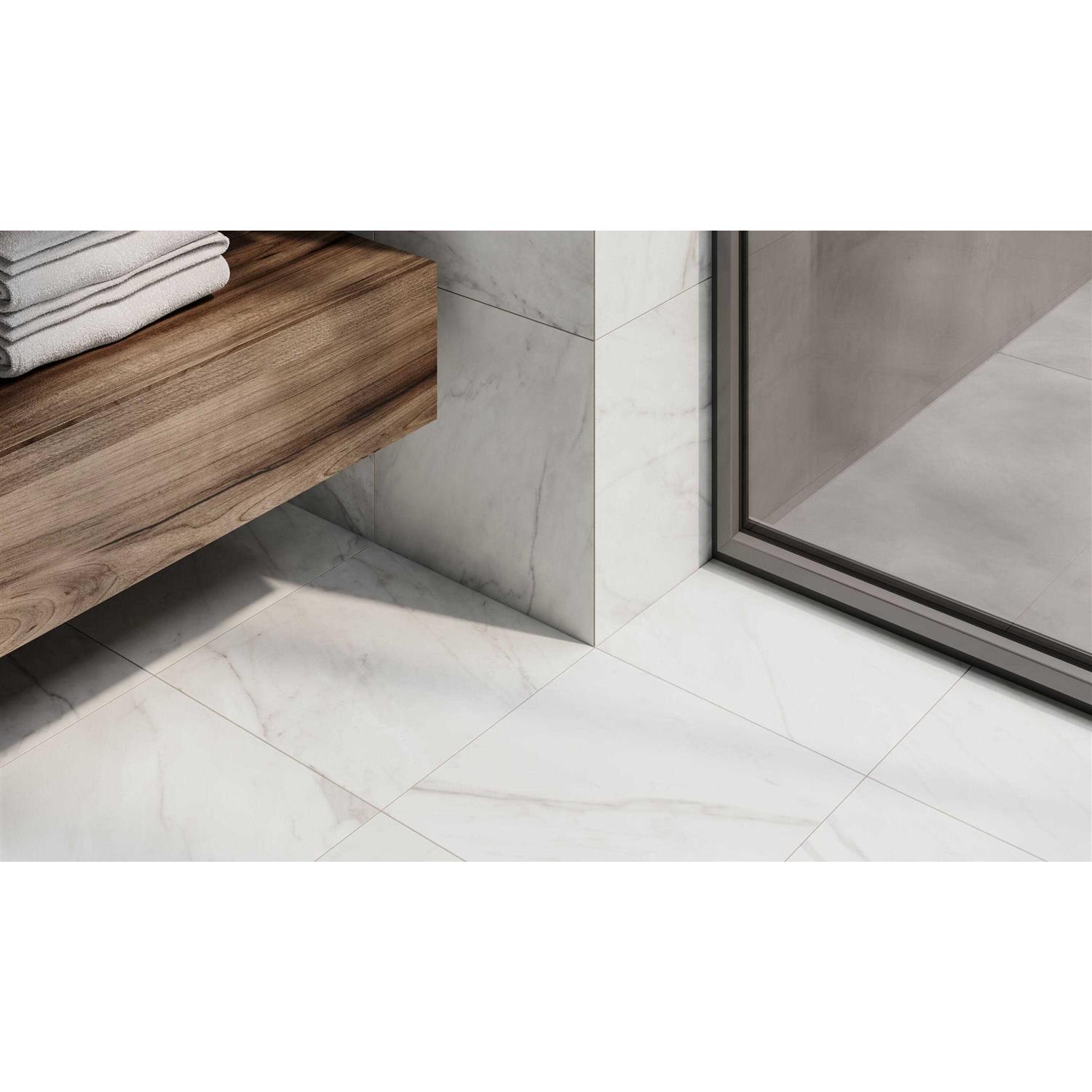 Satori Carrara Fresca Matte Porcelain Marble Look Floor & Wall Tile 1001-0375-0 - Cheap Fitting