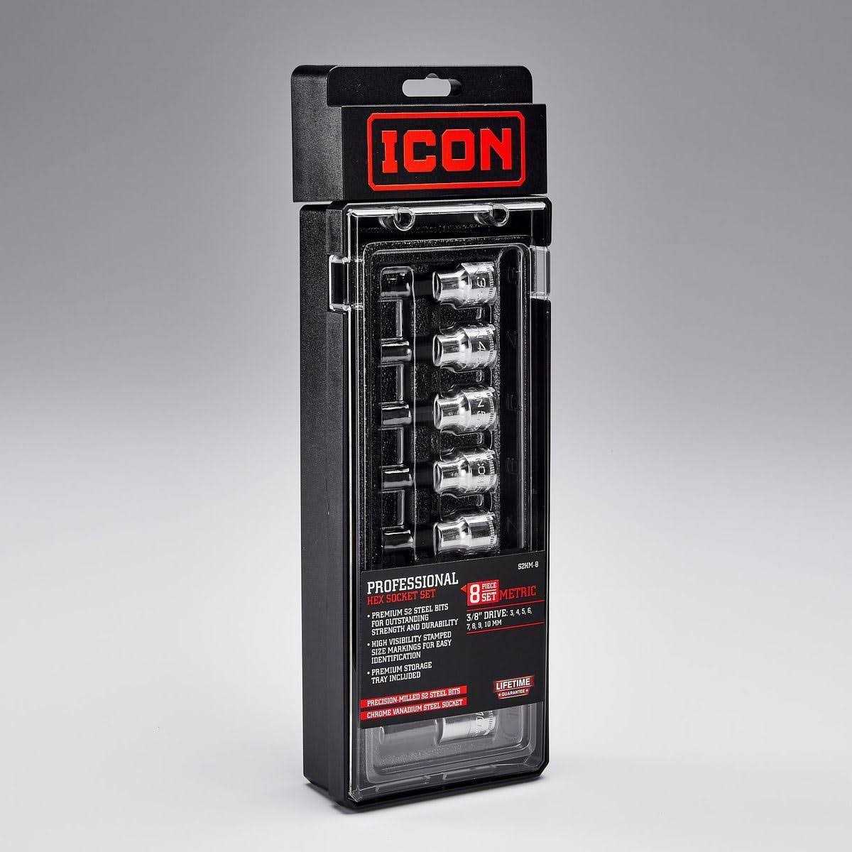 Icon 3/8 in. Drive Metric Professional Hex Bit Socket Set - Cheap Fitting