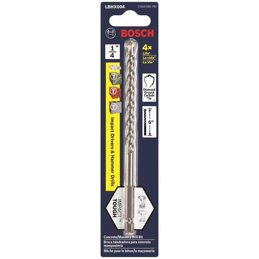 Bosch Impact Tough 1/4-in x 6-in High-speed Steel Masonry Drill Bit for Hammer Drill LBHX004 - Cheap Fitting