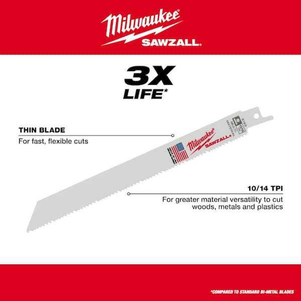 Milwaukee SAWZALL Wood and Metal Cutting Bi-Metal Reciprocating Saw Blade Set Plus Carbide Pruning Blade - Cheap Fitting
