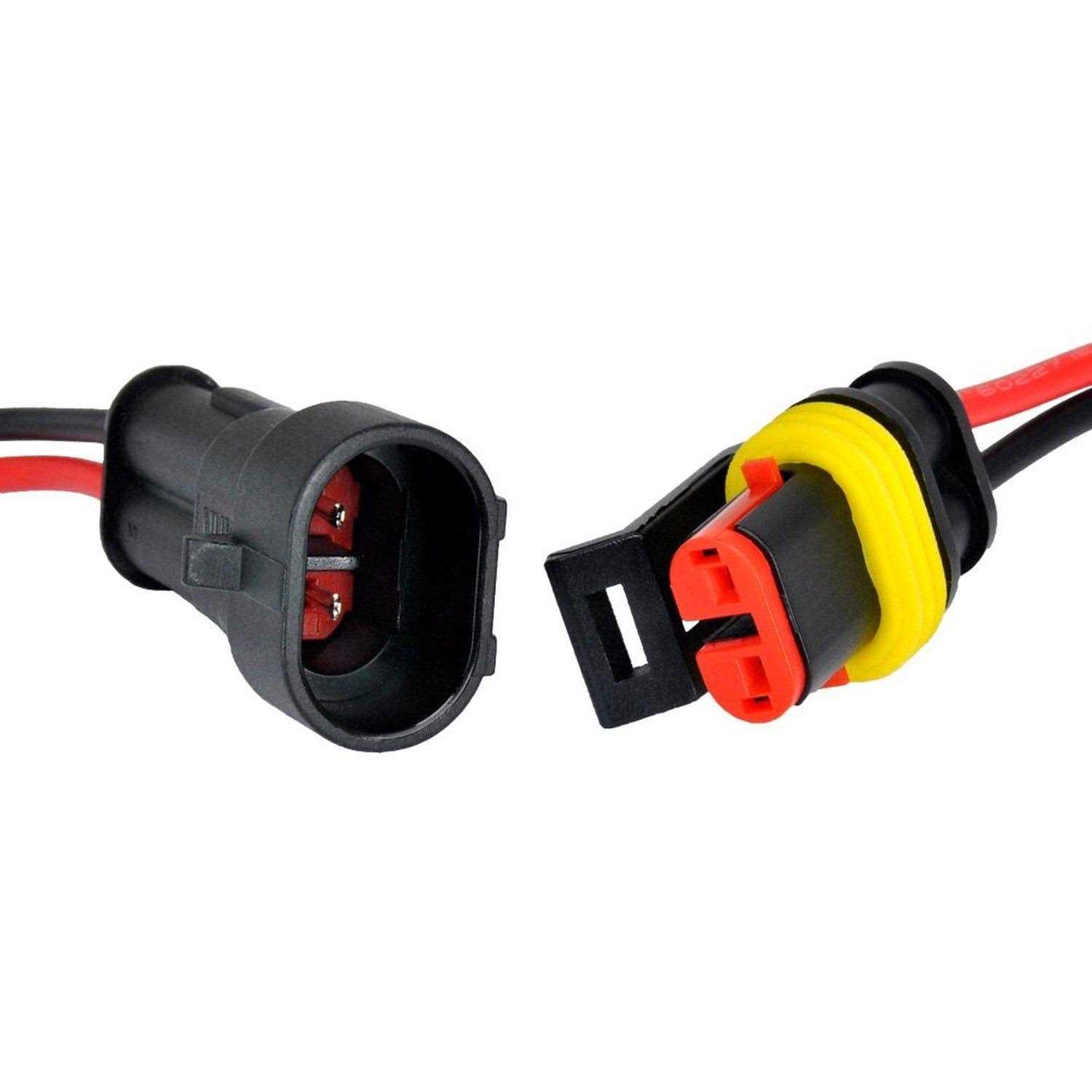 Muyi 5 Kit 2 Pin way 16 Awg Waterproof Connector Wire 1.5mm Series terminal Connector black - Cheap Fitting