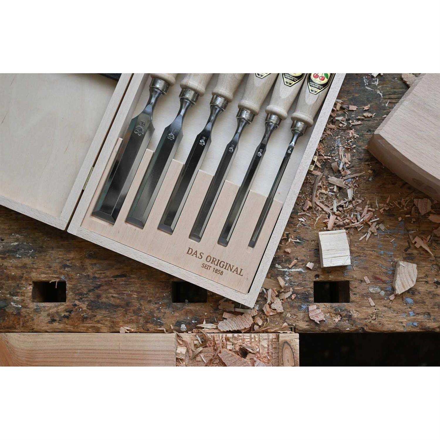 Two Cherries 500-1561 6-Piece Chisel Set in Wood Box - Cheap Fitting