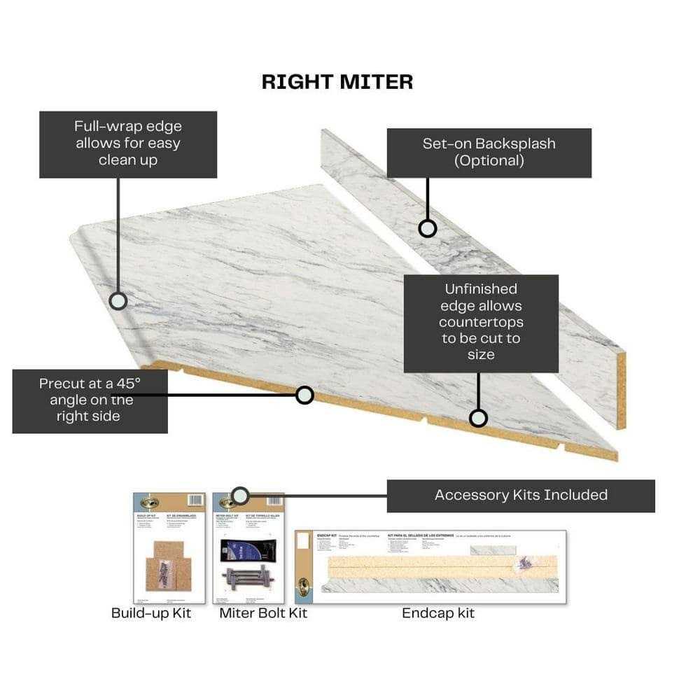 Hampton Bay 8 ft Laminate Countertop Kit Full Wrap Ogee Edge - Cheap Fitting