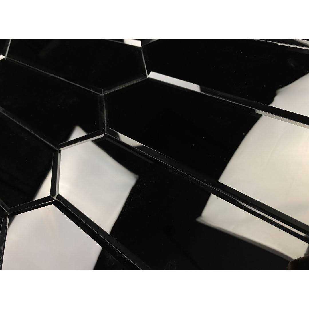 Abolos Black Diamond Glossy Beveled Picket 3 in. x 12 in. Glass Peel and Stick Tile - Cheap Fitting