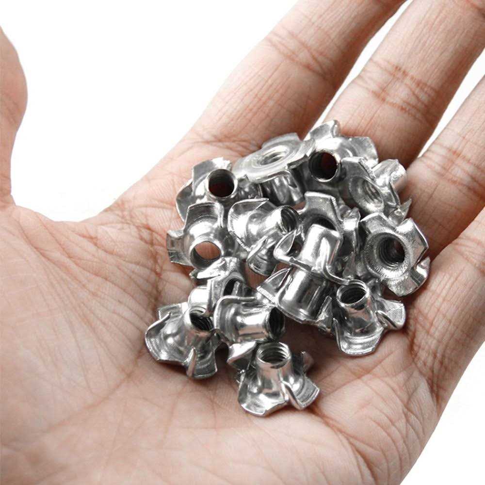 Bestgle M6 x 8mm T-Nuts 4 Pronged Zinc Plated Tee Nuts Threaded Insert for Woodworking - Cheap Fitting
