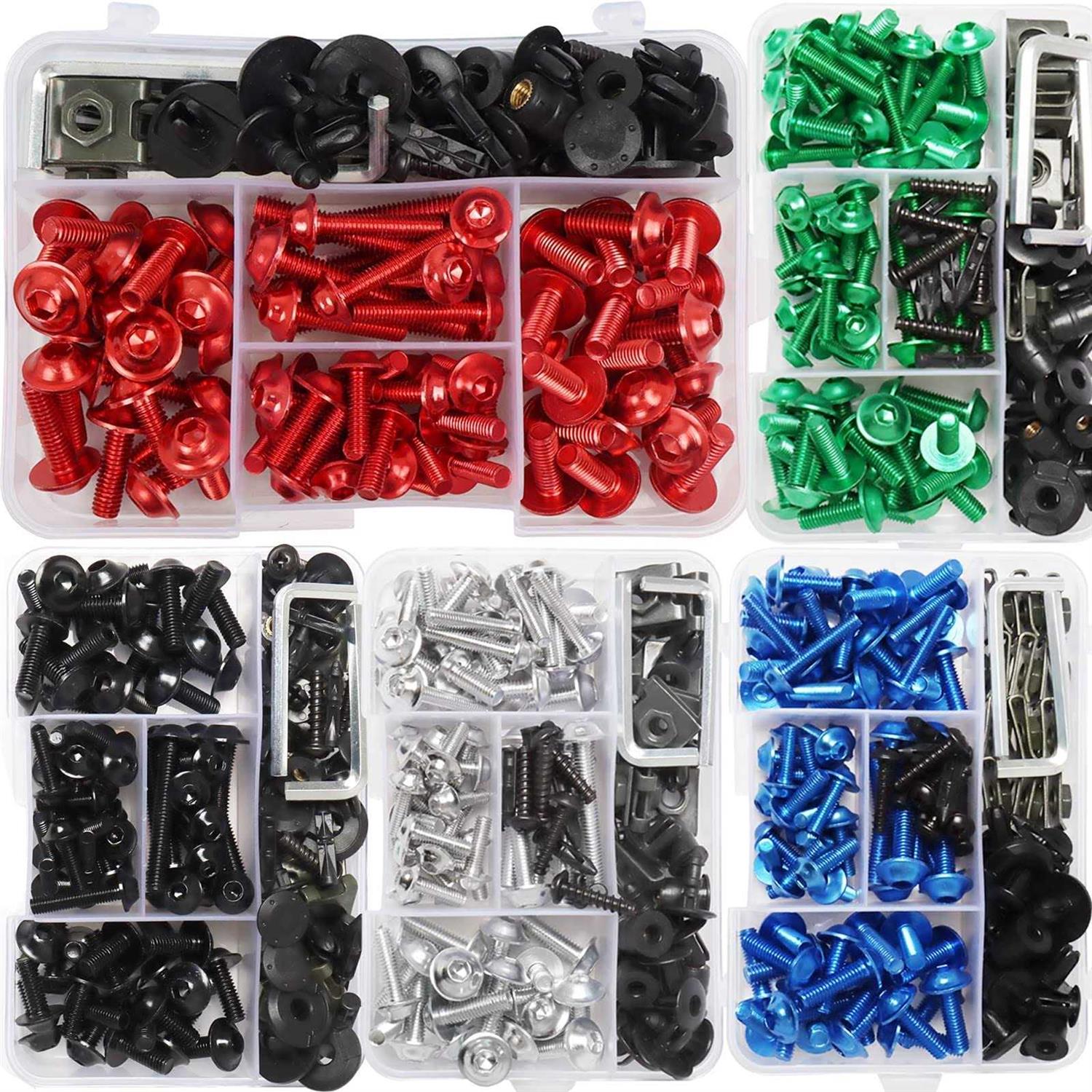 Worldmotop Fairing Bolt Kit Screws Fasteners Universal Compatible with Yamaha Honda Kawasaki Suzuki BMW,Fairing Bolt Kits Metric Bolts and Nuts Kit - Cheap Fitting