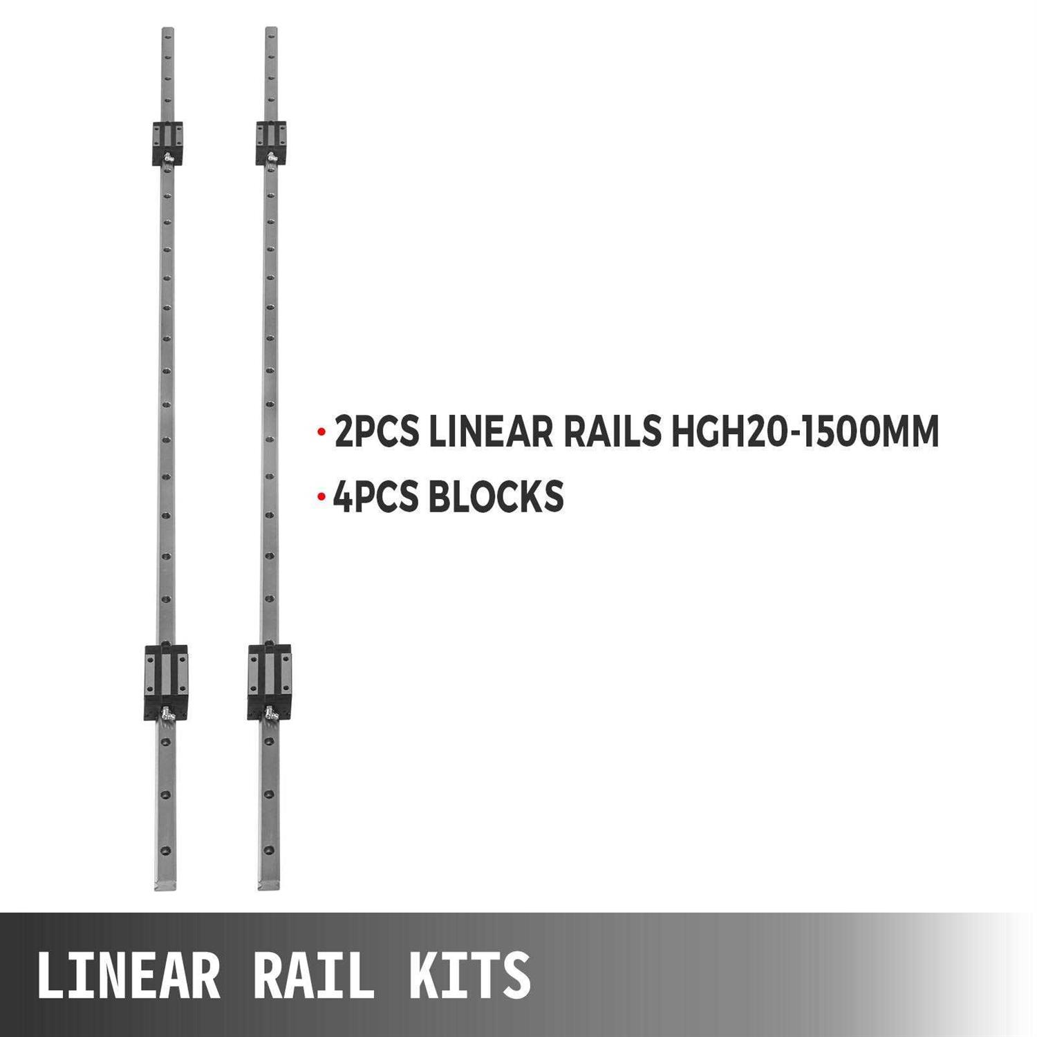 Orangea Linear Rail 2X Hgh 20-1500mm Linear Slide Rail + 4X Pillow Block Carriage Bearing Block Linear Guideway Rail for Automated Machines and - Cheap Fitting