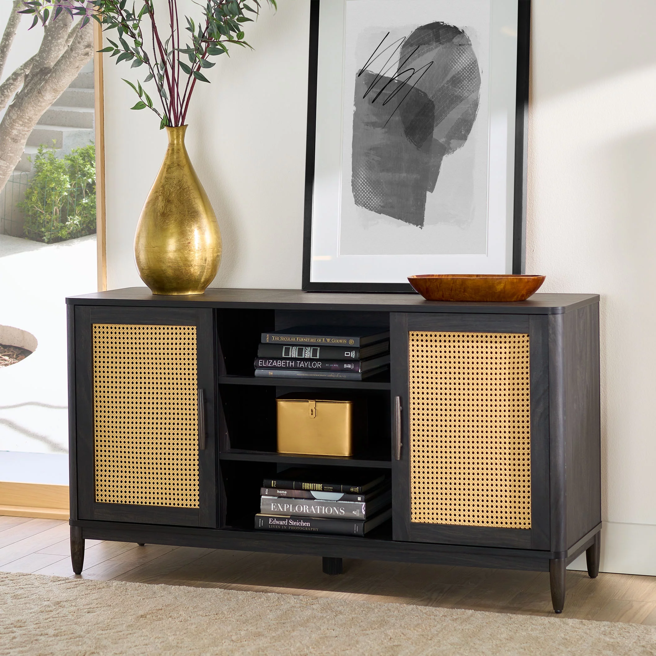 Better Homes & Gardens Springwood Cane TV Stand for TV's up to 65