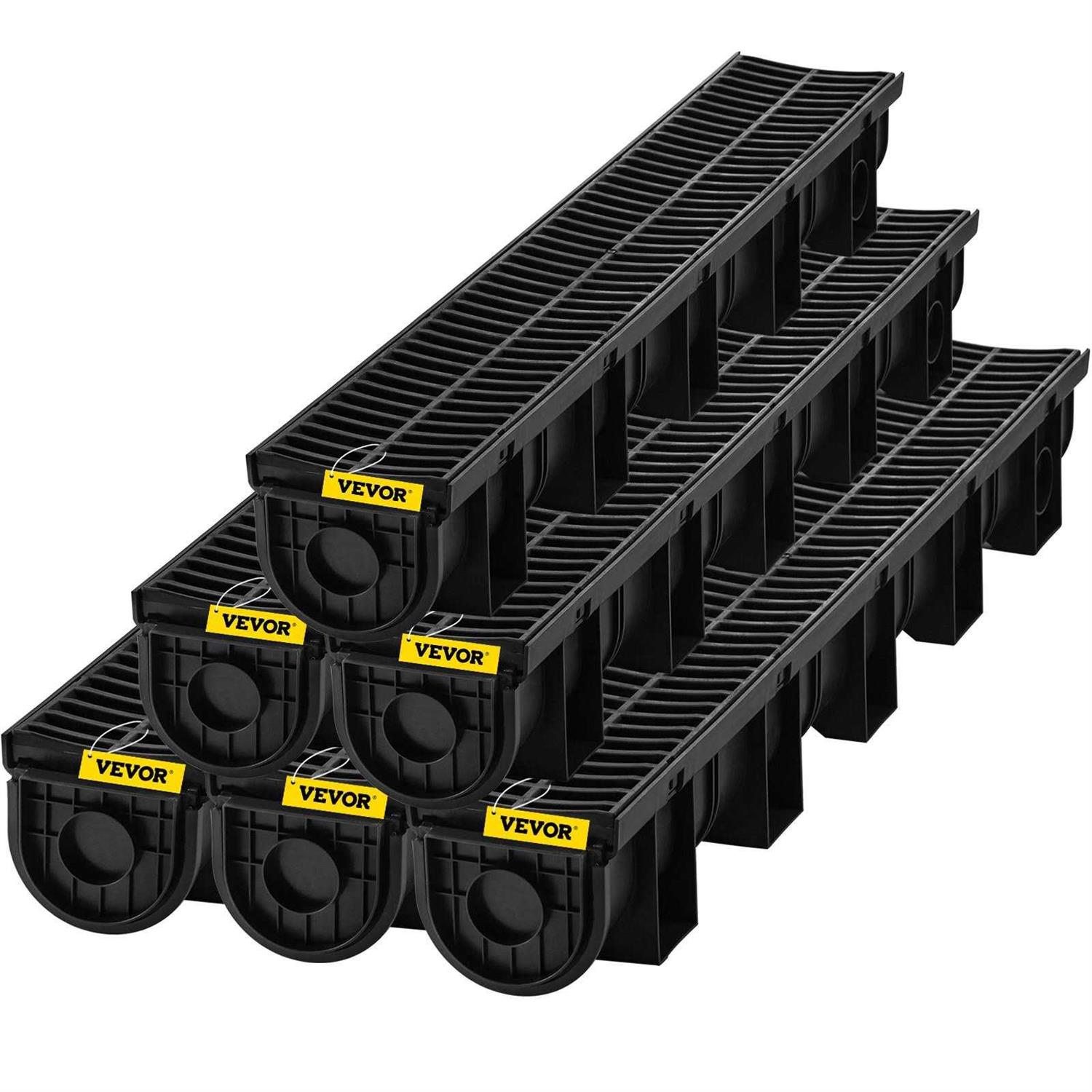 VEVOR Trench Drain System Channel Drain with Plastic Grate 5.9×5.1-Inch Hdpe Drainage Trench PSLGM10010062P7QMV0 - Cheap Fitting