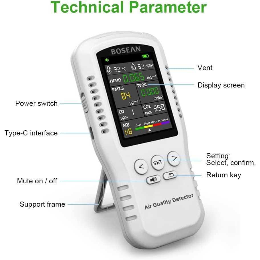 MOESAPU Indoor Air Quality Monitor Formaldehyde Detector Temperature & Humidity Meter Sensor - Cheap Fitting