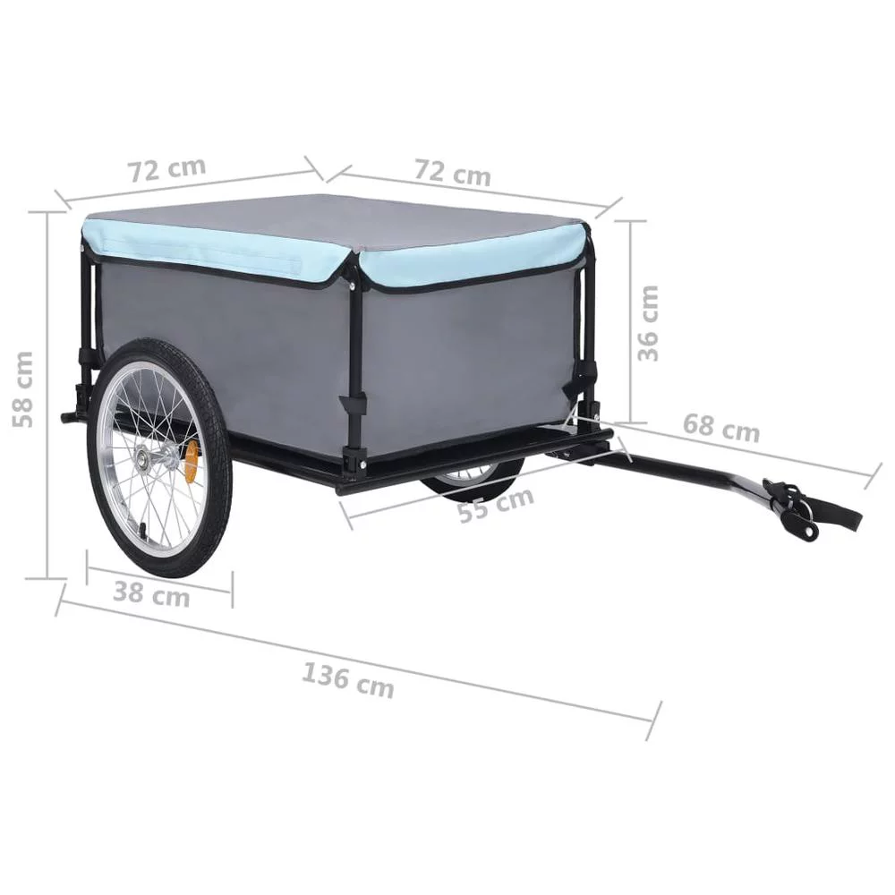 vidaXL Bike Cargo Trailer Black and Blue 143.3 lb 2589 - Cheap Fitting