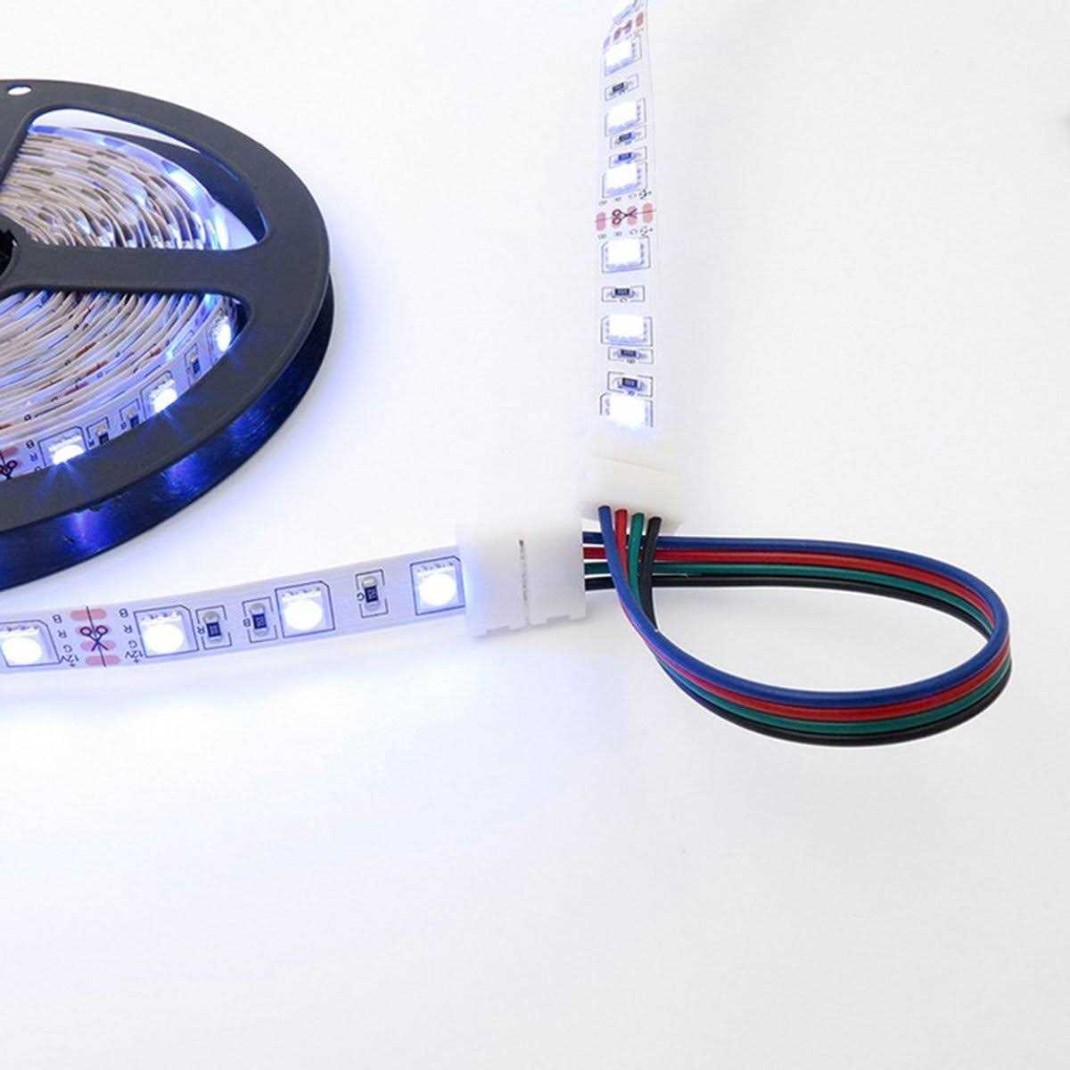 5050 4Pin LED Strip Connector Kit iCreating 10mm RGB 4 Pin LED Connector Accessories Kit Include L LED Connectors for Strip Lights - Cheap Fitting