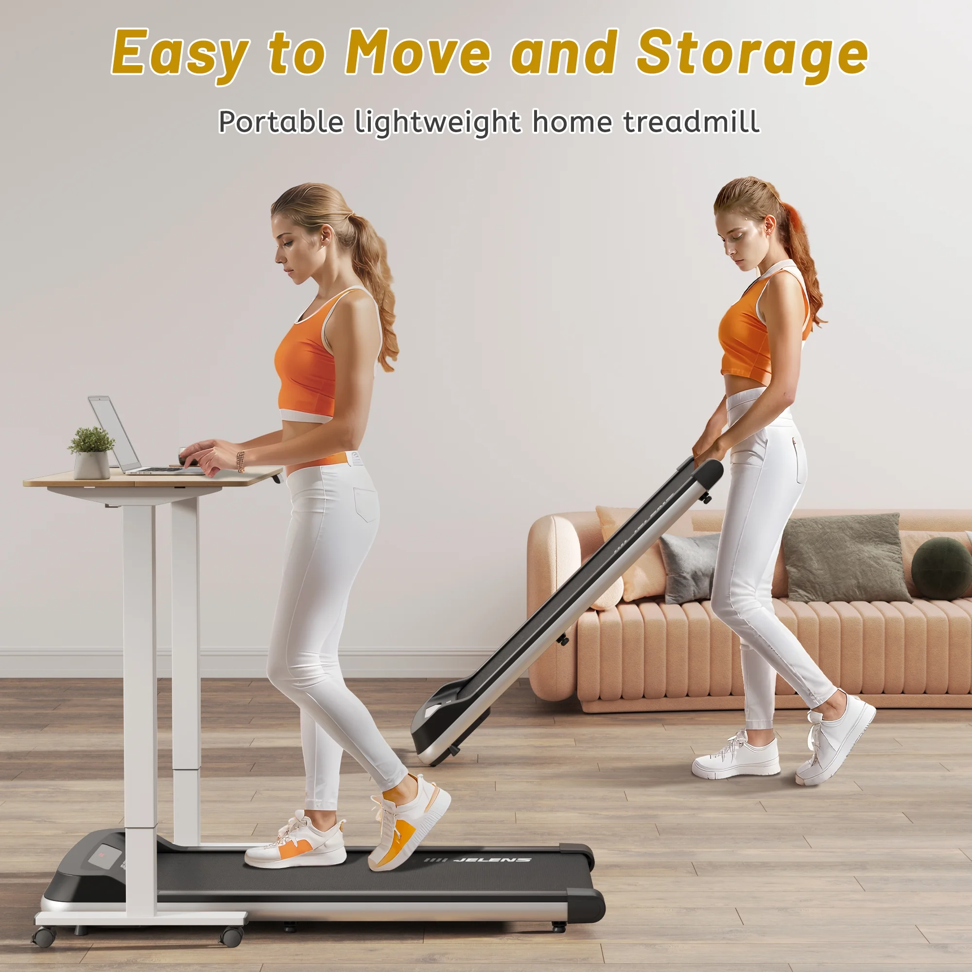 JELENS Walking Pad 2 in 1 Treadmill for Walking and Jogging, Under Desk Treadmill for Home Office, Portable Walking Pad Free Installation with Remote Control - Cheap Fitting