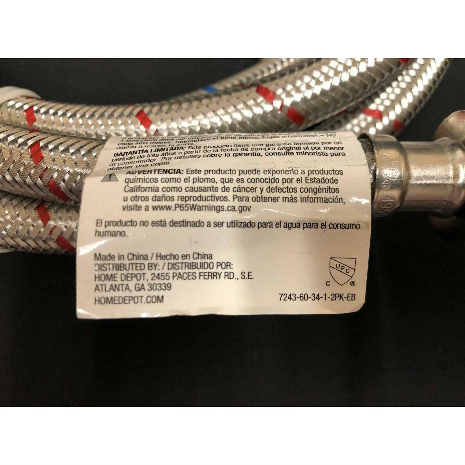 Everbilt 5 ft. Red and Blue Washing Machine Supply Lines - Cheap Fitting