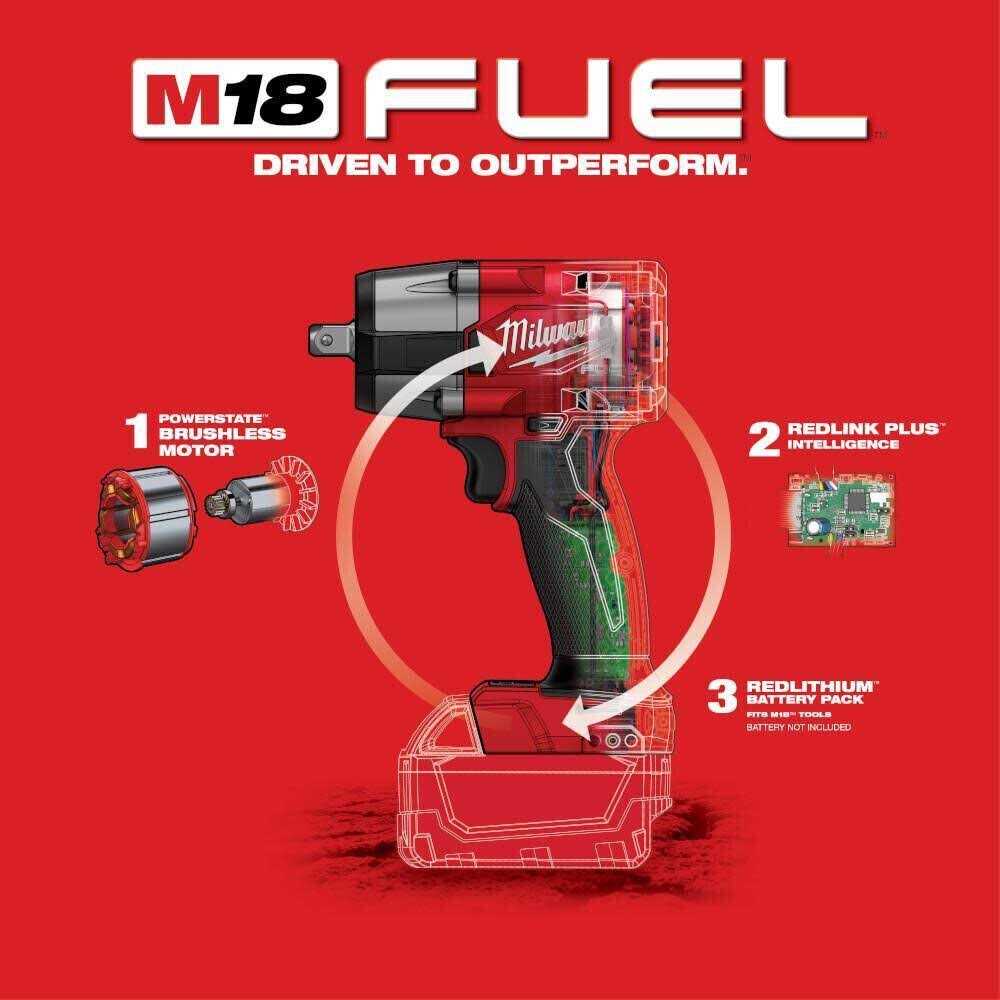 Milwaukee 2962P-20 M18 FUEL 1/2 Mid Torque Impact Wrench w/Pin Detent - Cheap Fitting