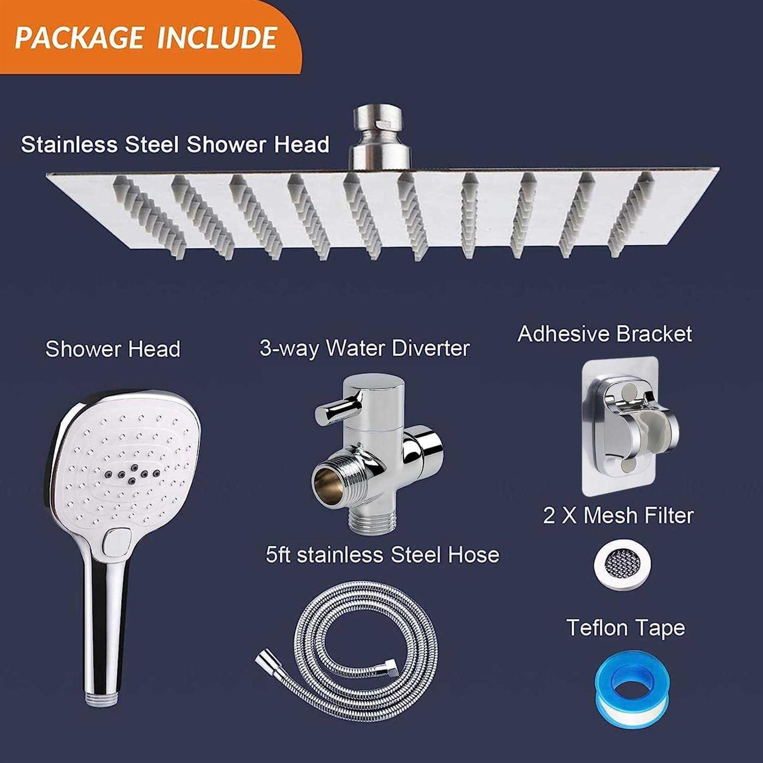 NearMoon Shower Head with Hose, High Pressure Stainless Steel 8 Inch Rain Showerhead and 3 Settings Handheld Shower Spray Combo with Push - Cheap Fitting