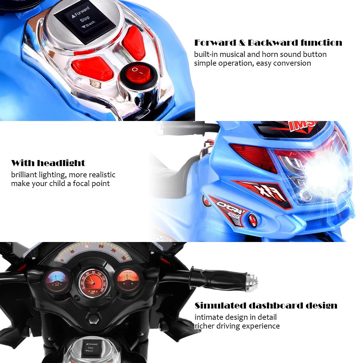 Costway Kids Ride On Motorcycle 3 Wheel 6V Battery Powered Electric Toy Power Bicycle Red - Cheap Fitting