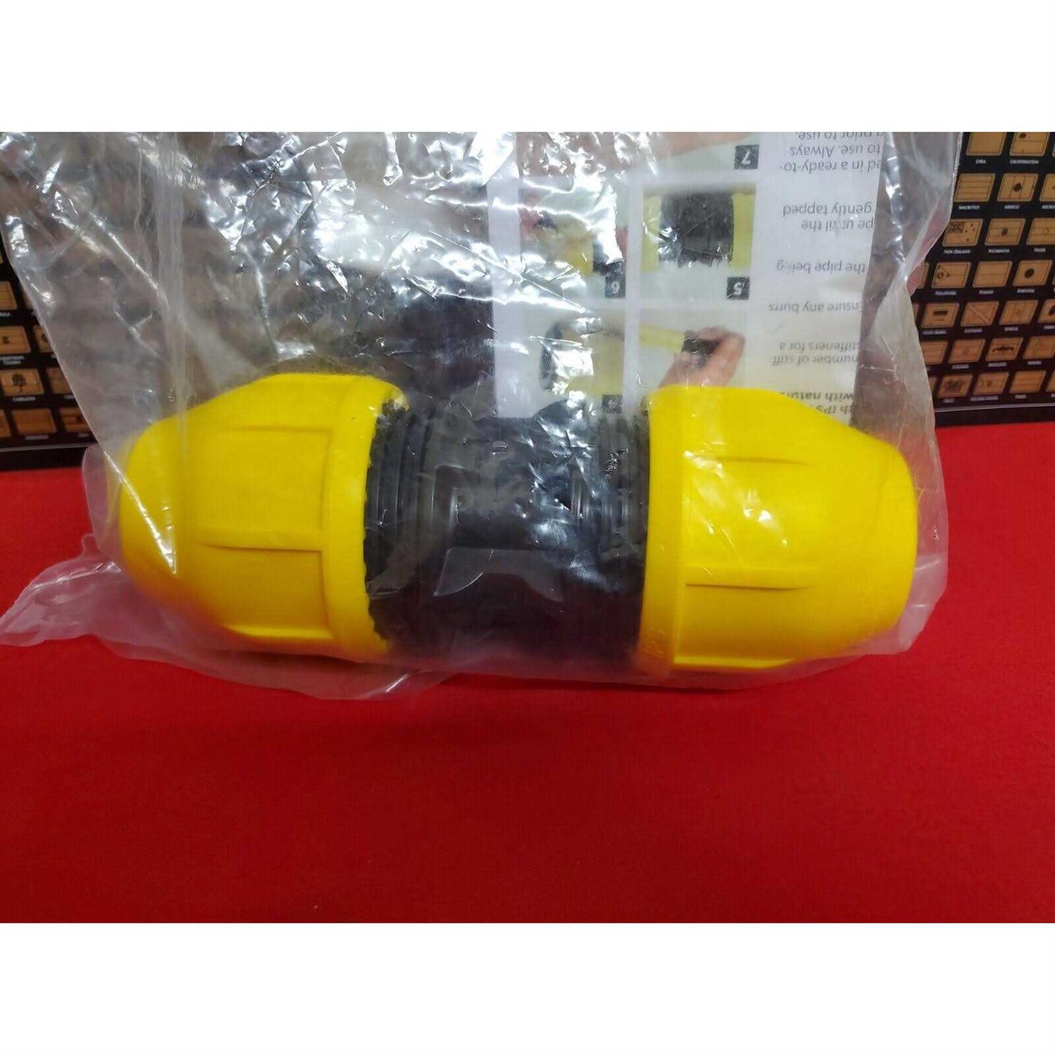 Home-Flex 1-1/4 in. IPS DR 11 Underground Yellow Poly Gas Pipe Coupler - Cheap Fitting