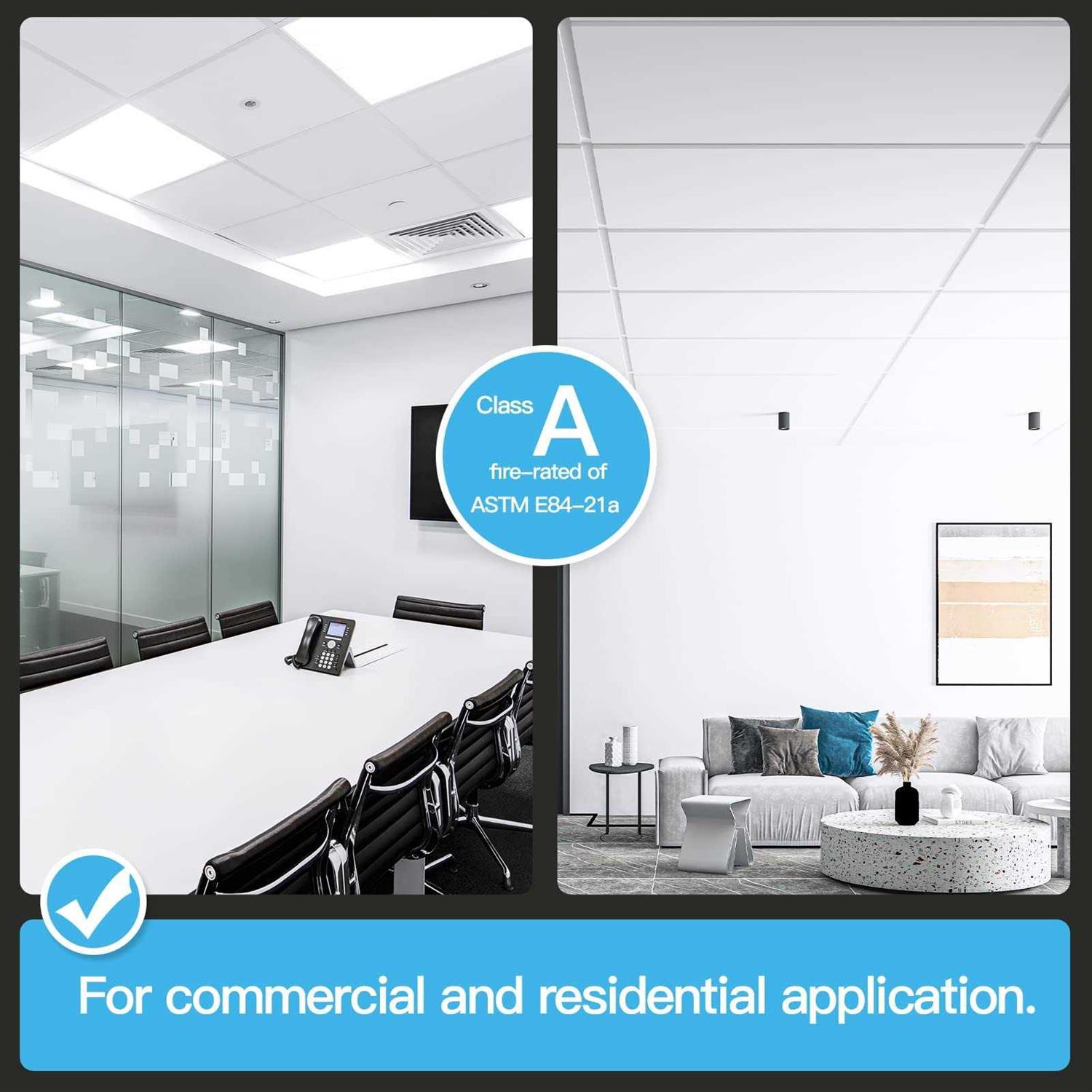 Art3d 10-pack Smooth Drop Ceiling Tile 2ft x 4ft Fire-Rated, Waterproof, Reusable - Cheap Fitting