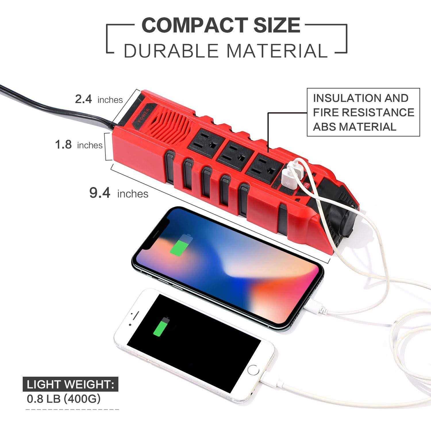Bygd 150w Car Power Inverter DC 12V to 110v AC Converter with 3 Charger Outlets and Dual 2.4a USB Ports Car Cigarette Lighter Adapter - Cheap Fitting
