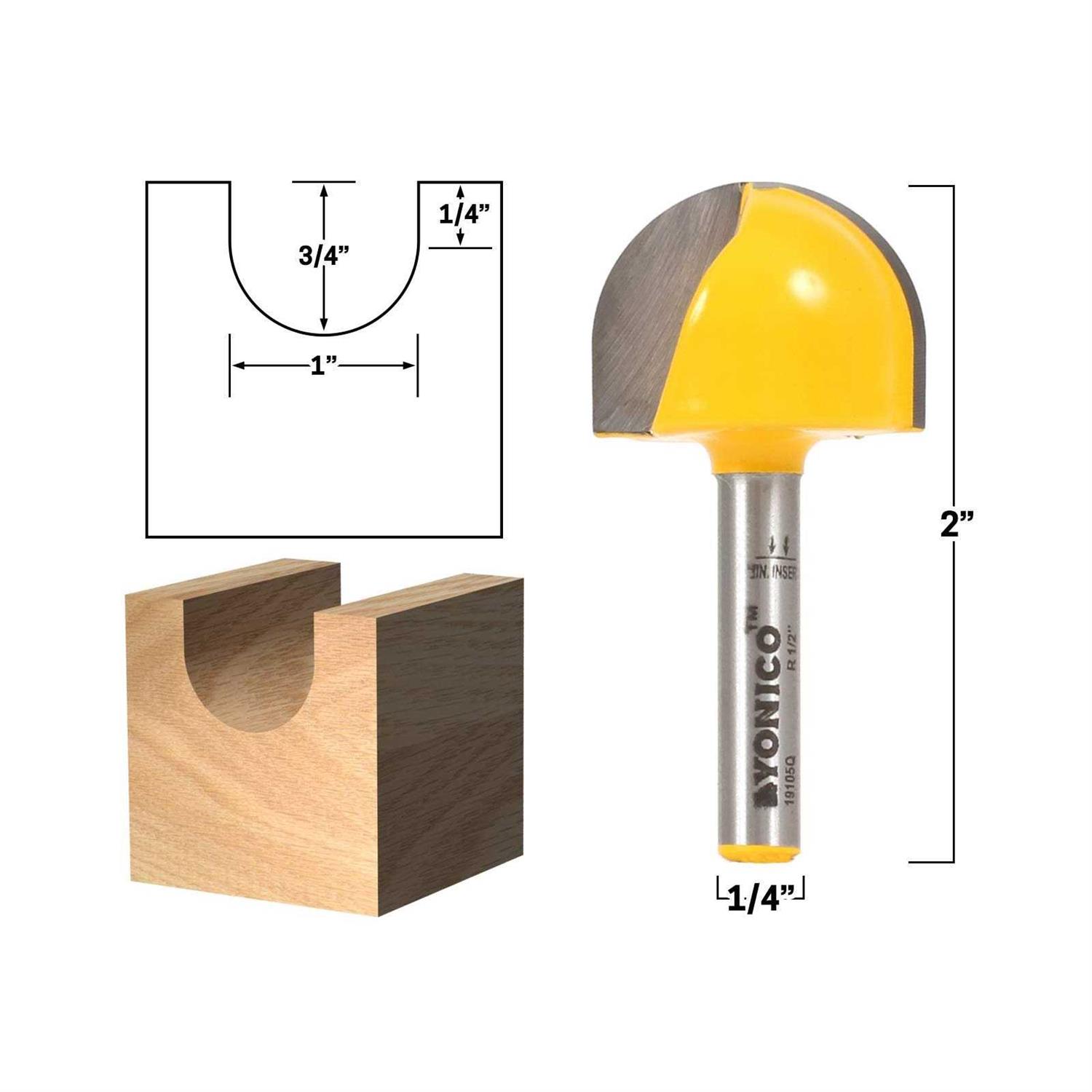 Yonico 1 in. Dia Carbide Tipped Core Box 1/4 in. Shank Router Bit - Cheap Fitting