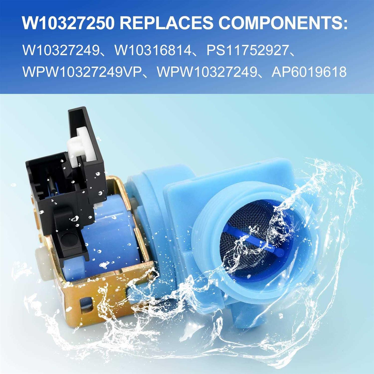 W10327250 W10327249 Water Inlet Valve Compatible with Whirlpool - Cheap Fitting