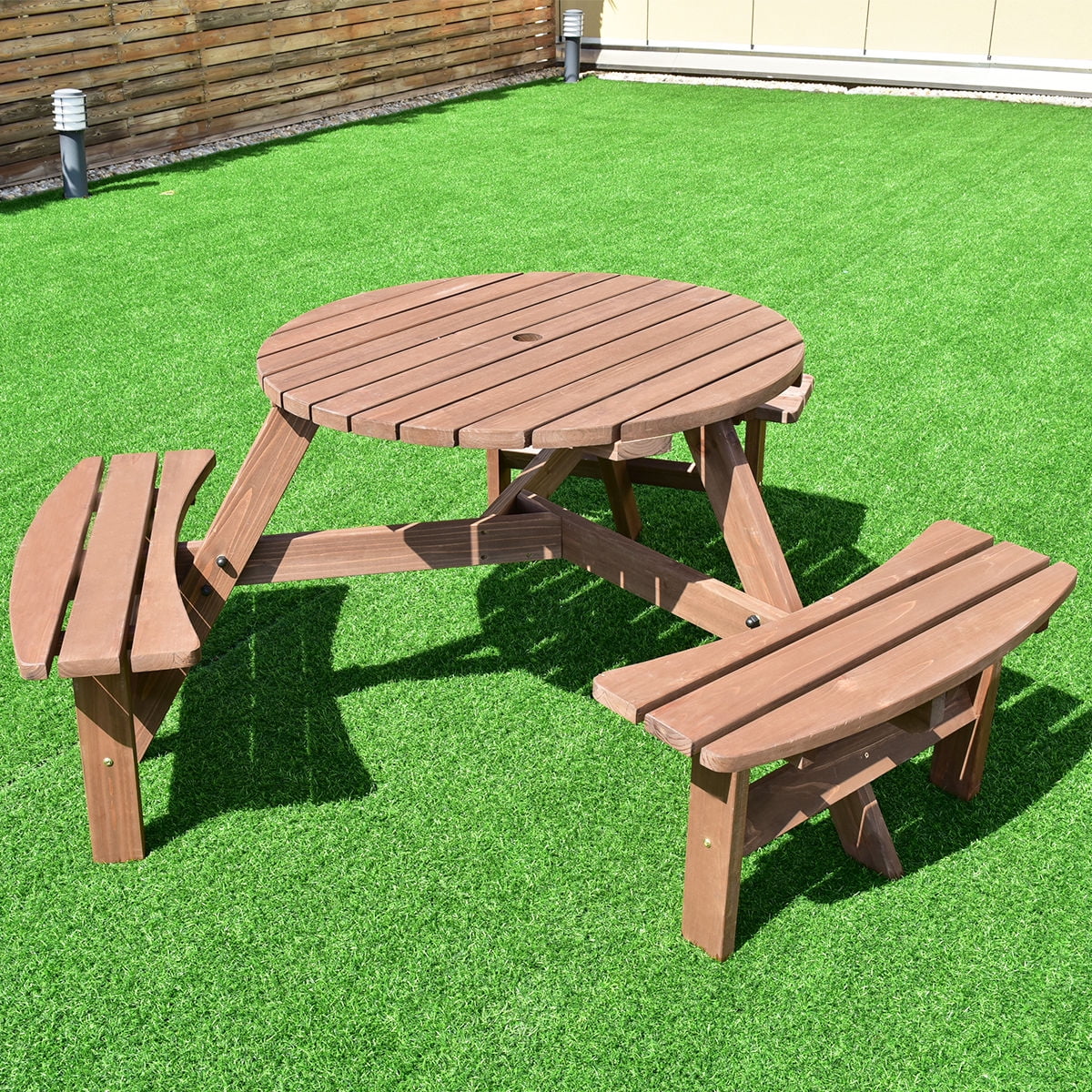 Costway Patio 6 Person Outdoor Wood Picnic Table Beer Bench Set Pub Dining Seat Garden - Cheap Fitting