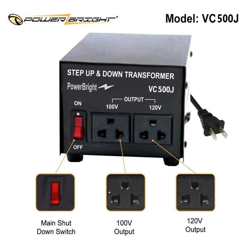 PowerBright 500 Watts Japanese Voltage Transformers, Step Up and Down Japan Converter, can be Used in 120 Volt and 100V countries - Cheap Fitting