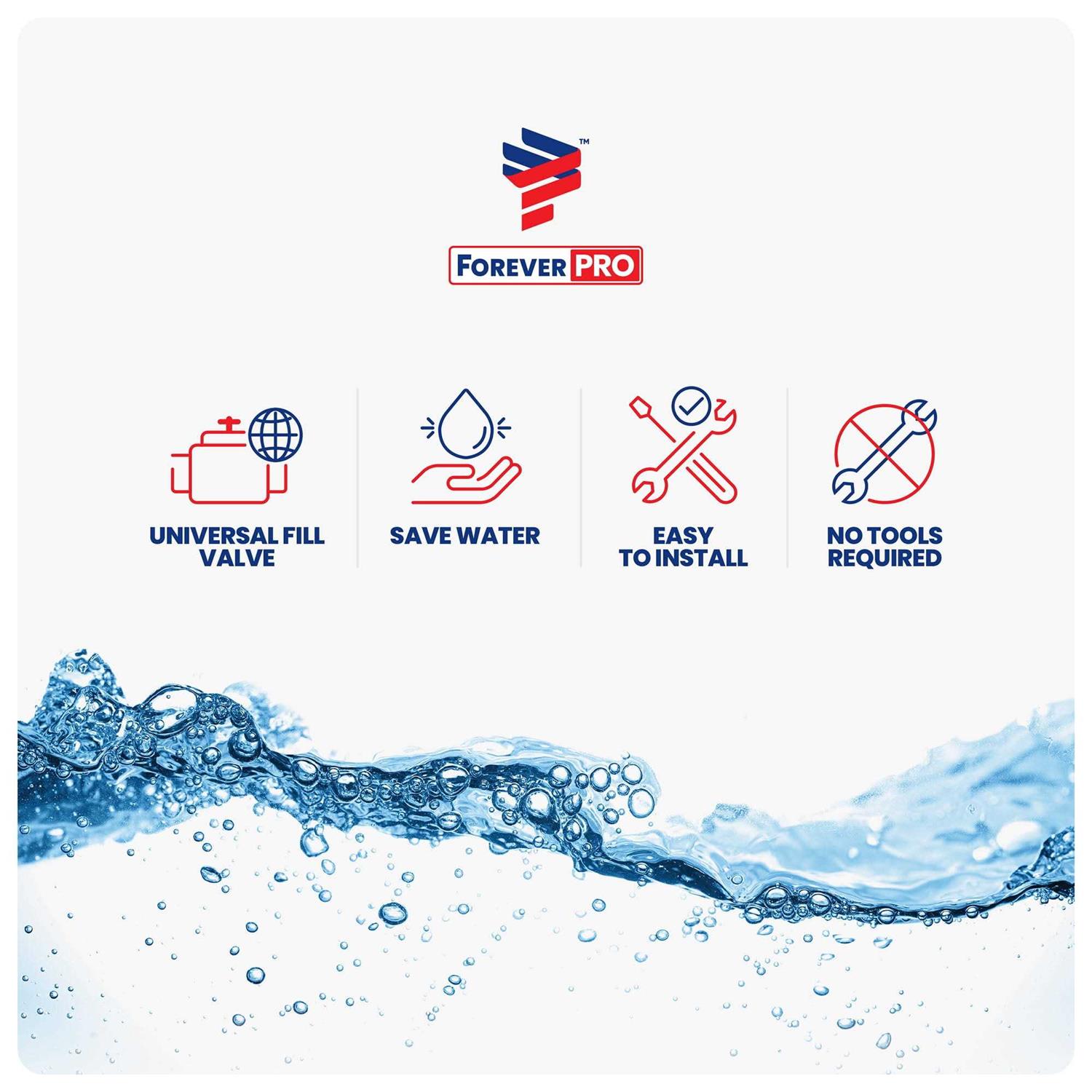 Foreverpro Dfvfvk Universal Water Saving Dual Flush Valve and Fill Valve with Push Button Toilet Repair Kit Fits Standard 2 inch Drain - Cheap Fitting