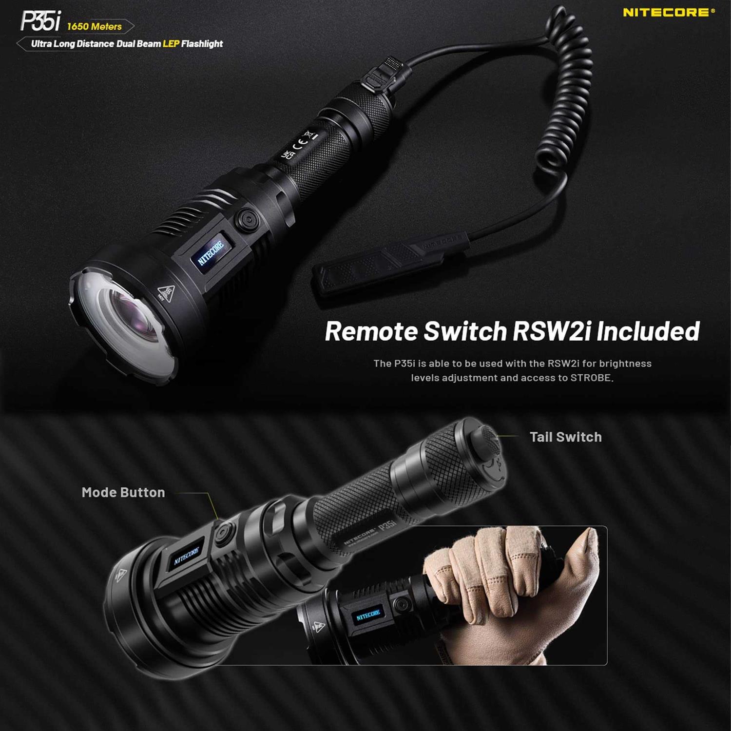 Nitecore P35i 3000 Lumen 1804 Yard Rechargeable LEP Flashlight - Cheap Fitting