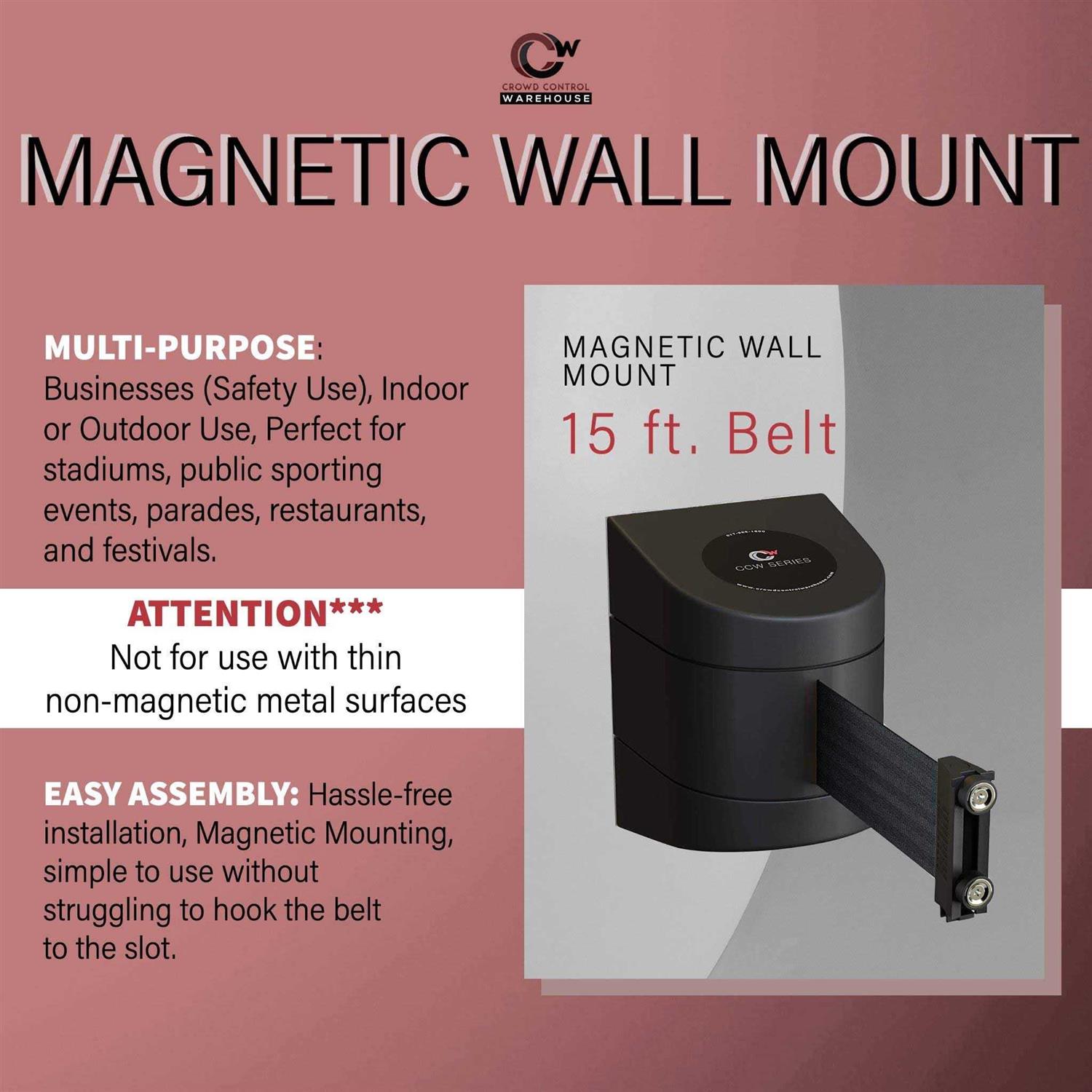 Crowd Control Warehouse CCW Series WMB-220 Wall Mount Retractable Belt Barrier - Cheap Fitting
