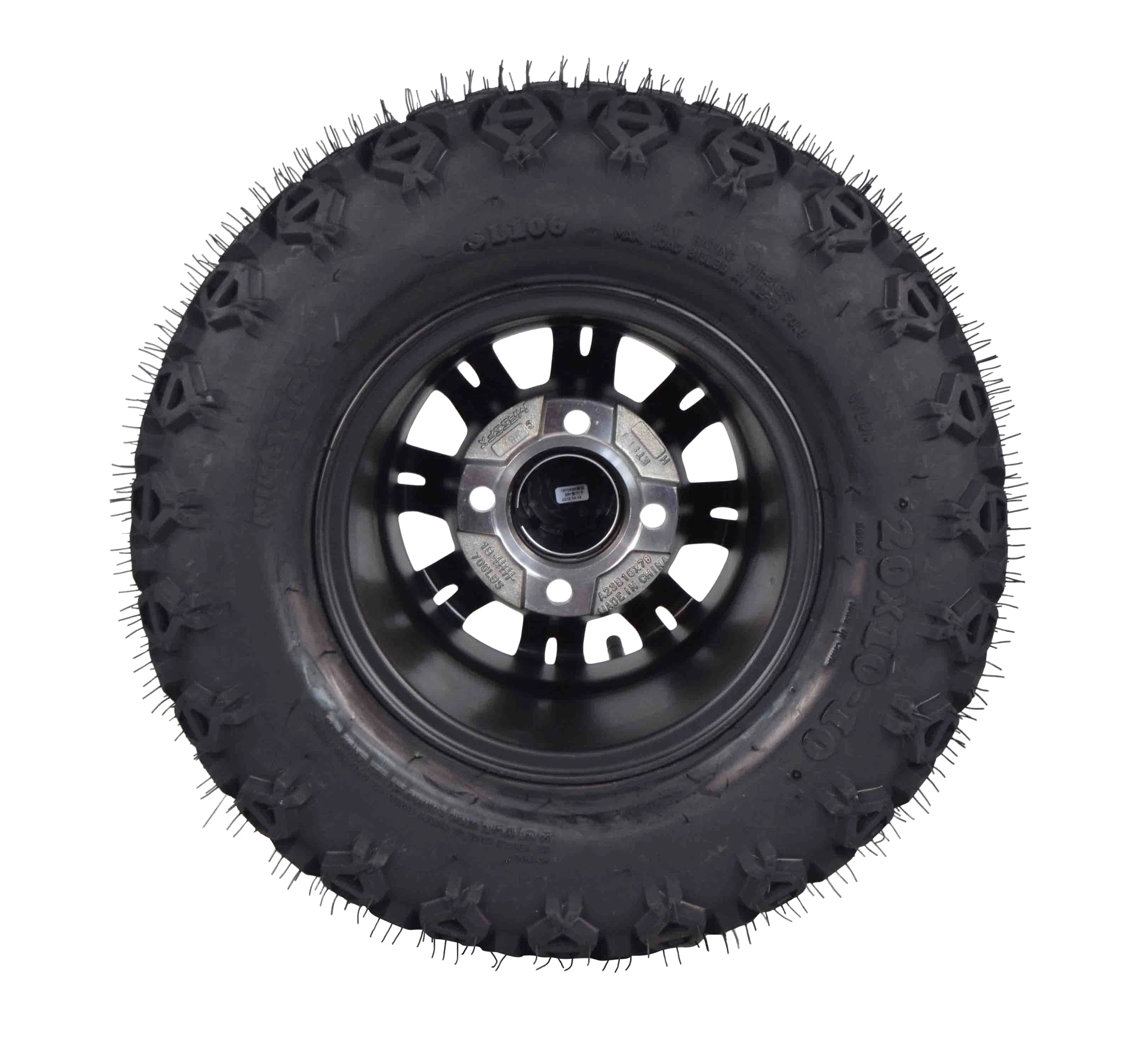 MASSFX 20x10-10 Golf Cart Turf Tire & Black Wheel Kit A238 10x7 4/101.6 - Cheap Fitting